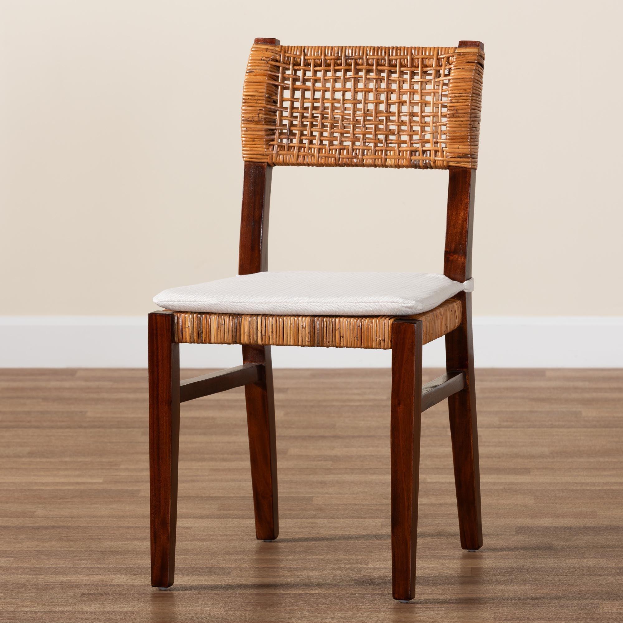 bali & pari Dameka Bohemian Light Honey Rattan and Wood Dining Chair