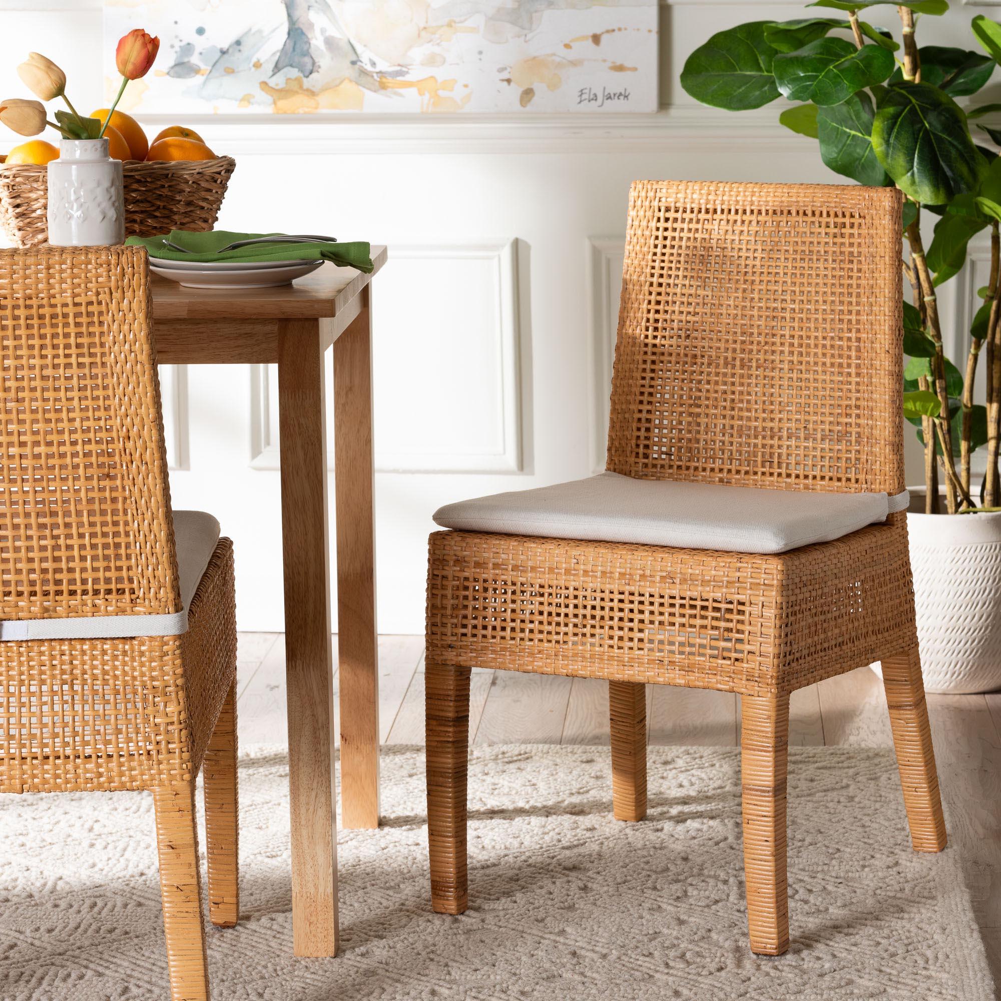 bali & pari Morris Bohemian Light Honey Rattan Dining Chair