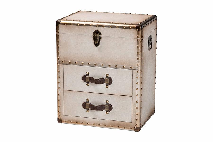 Agatha Vintage Coffee Canvas 2-Drawer Storage Trunk