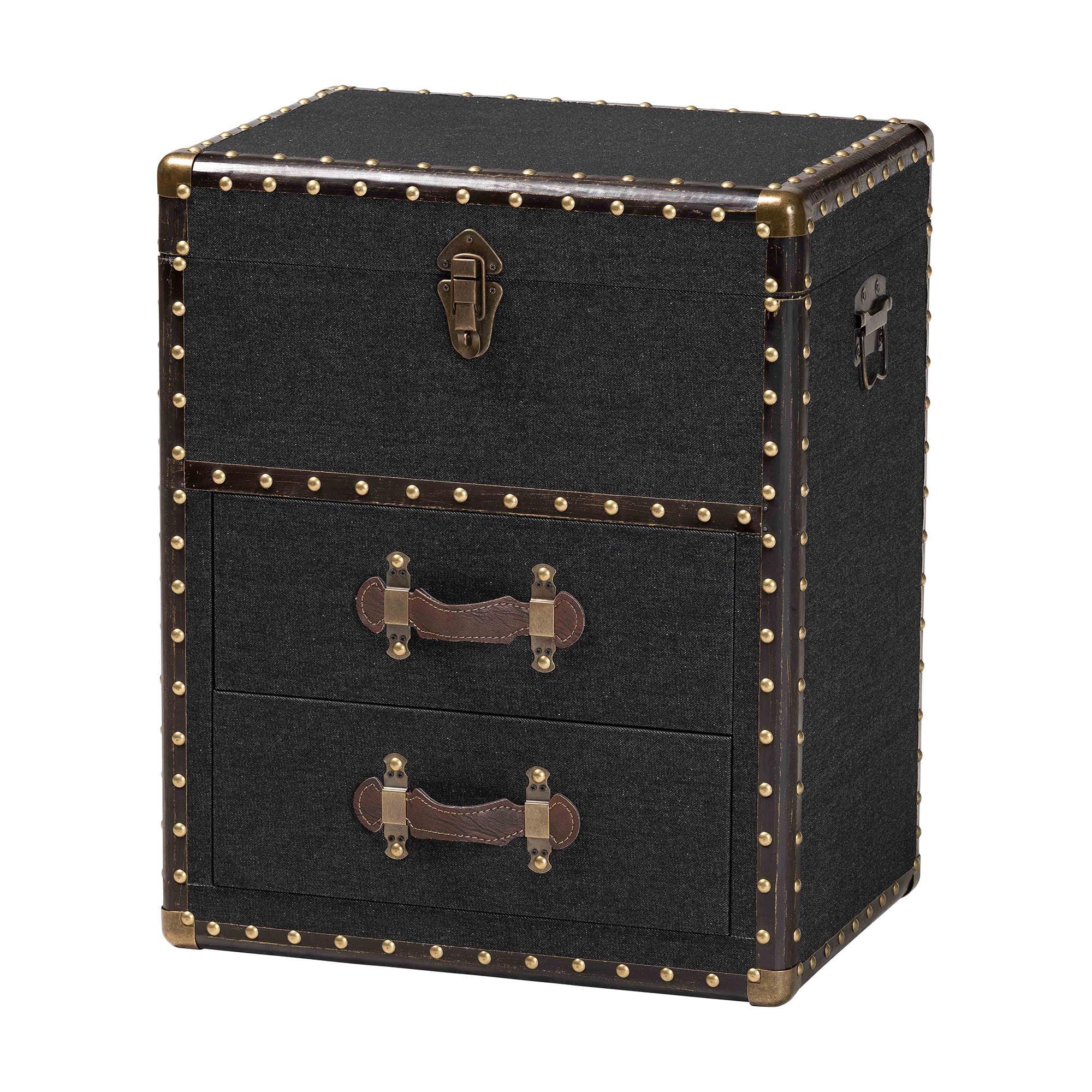 Agatha Vintage Canvas 2-Drawer Storage Trunk