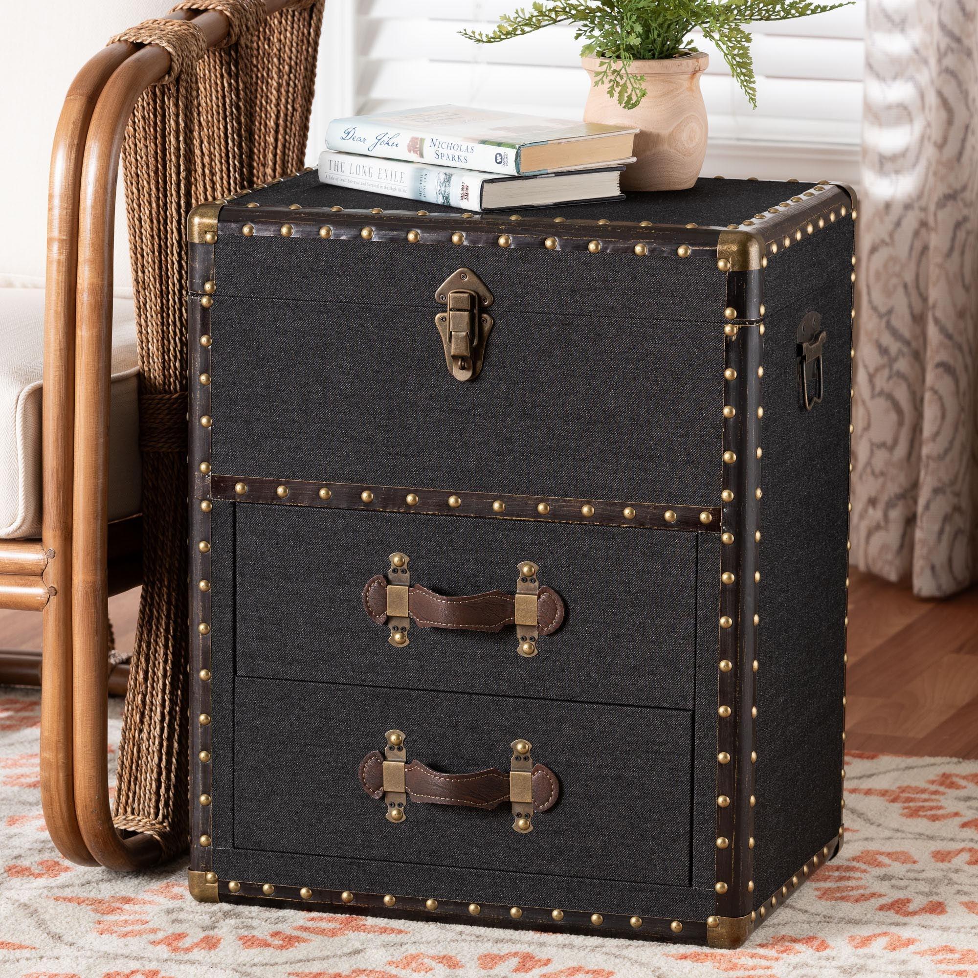 Agatha Vintage Canvas 2-Drawer Storage Trunk