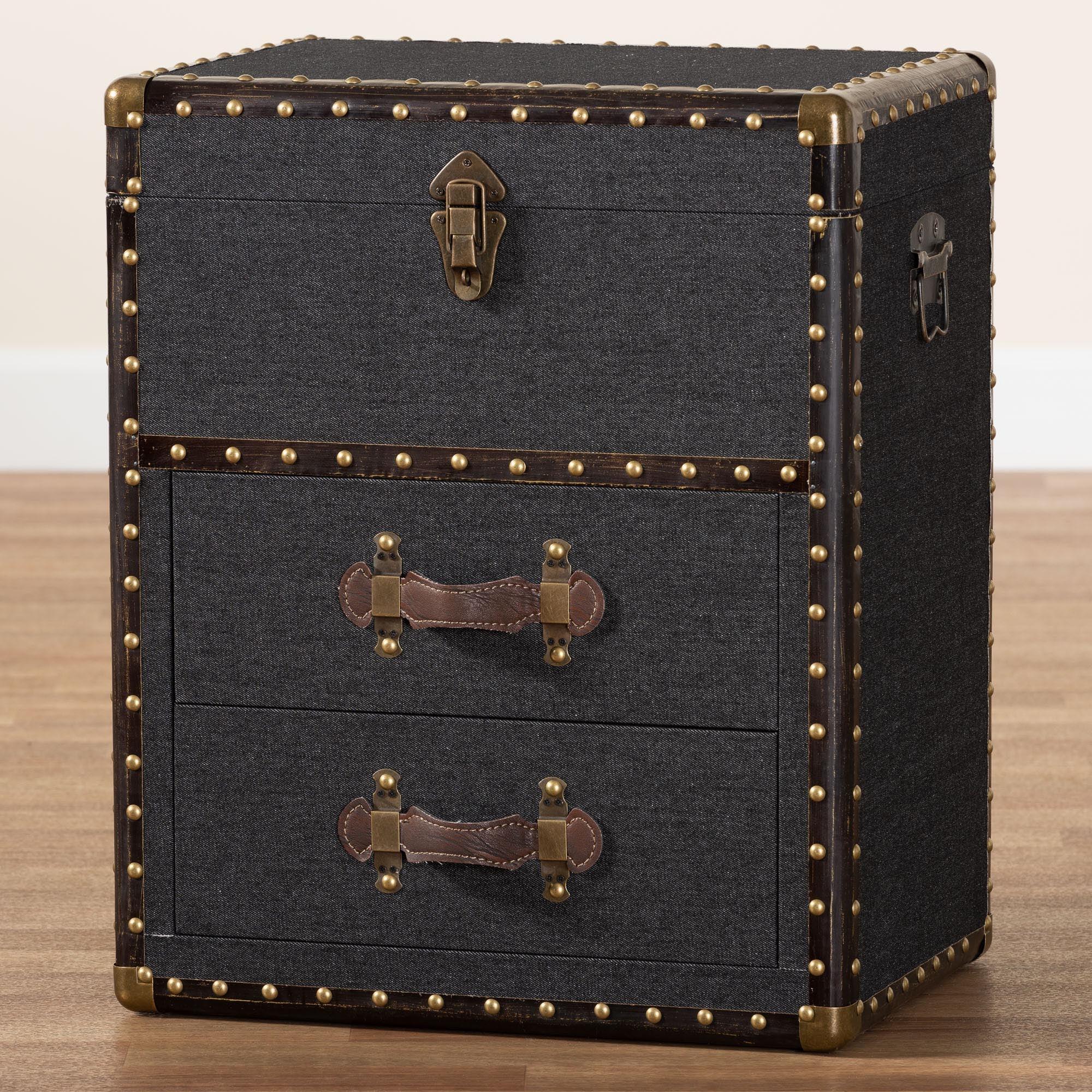 Agatha Vintage Canvas 2-Drawer Storage Trunk