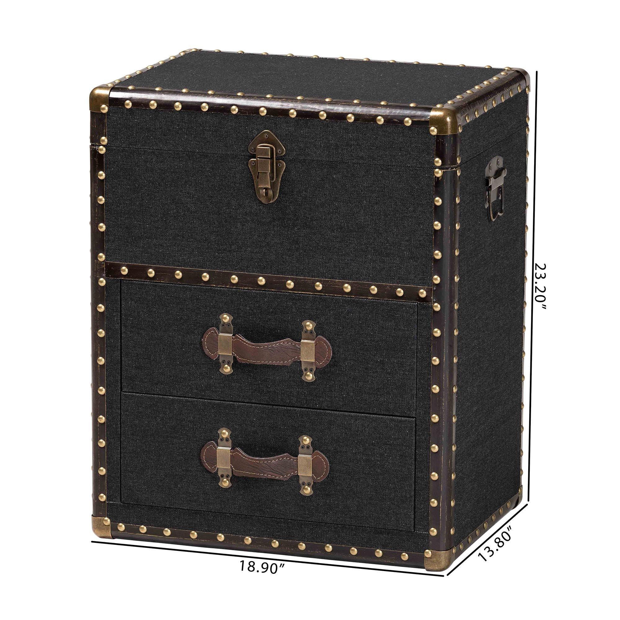 Agatha Vintage Canvas 2-Drawer Storage Trunk