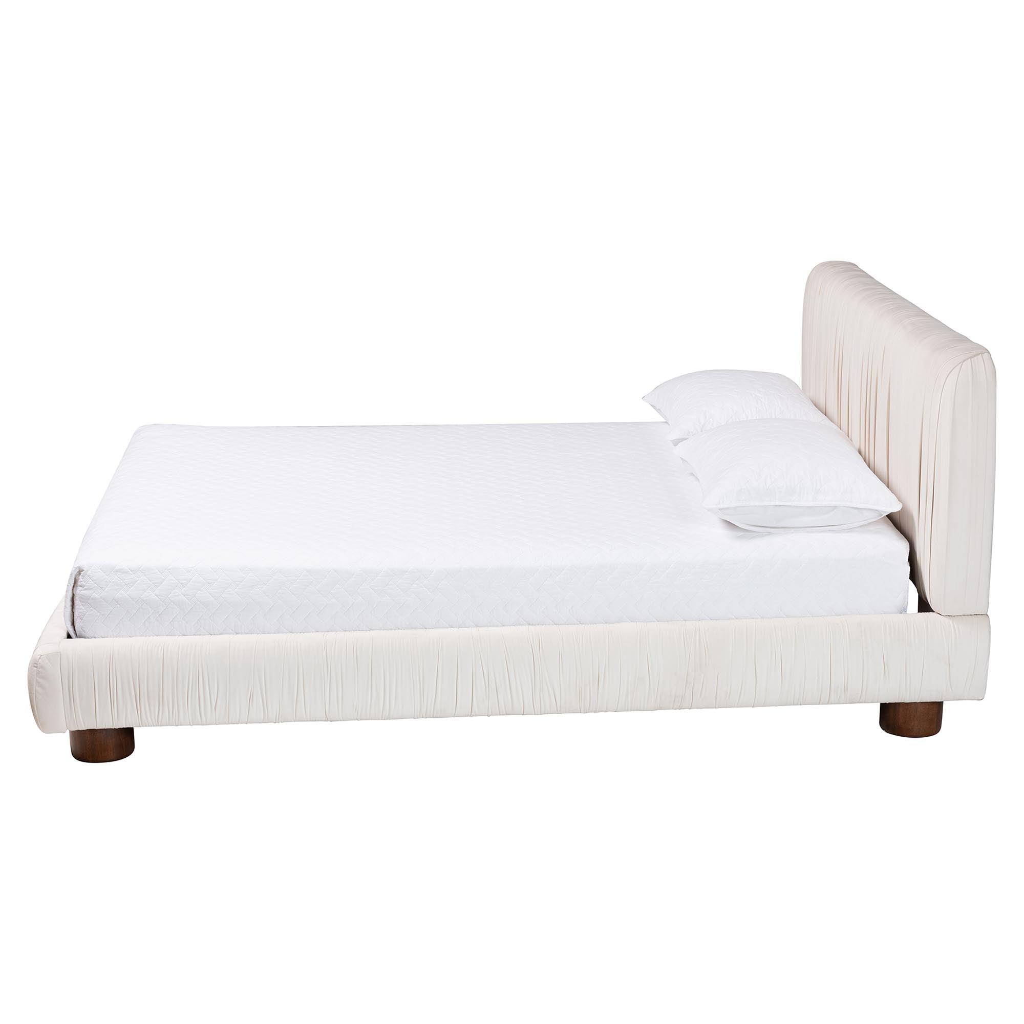 Emsley Luxe Pleated Velvet Platform Bed