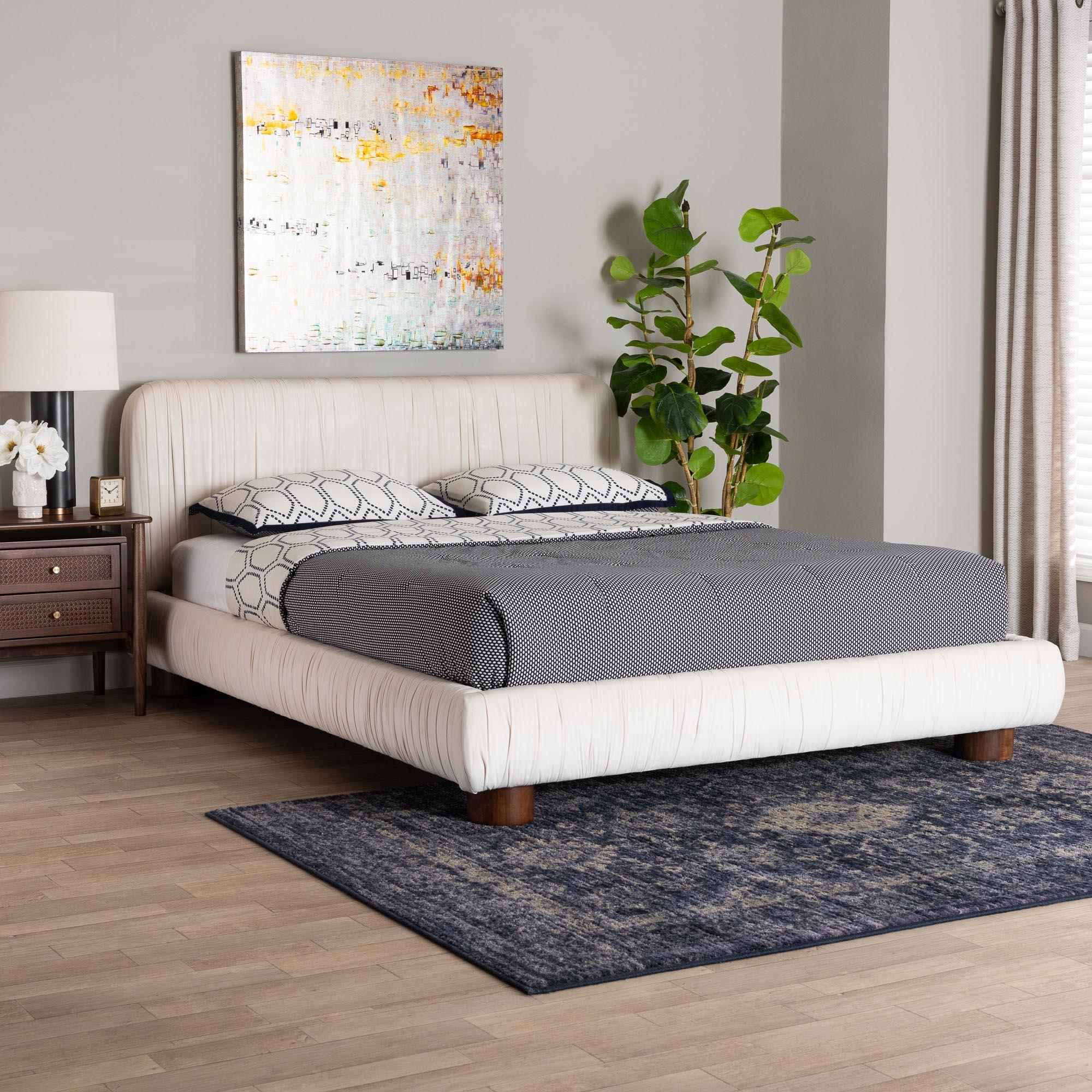 Emsley Luxe Pleated Velvet Platform Bed