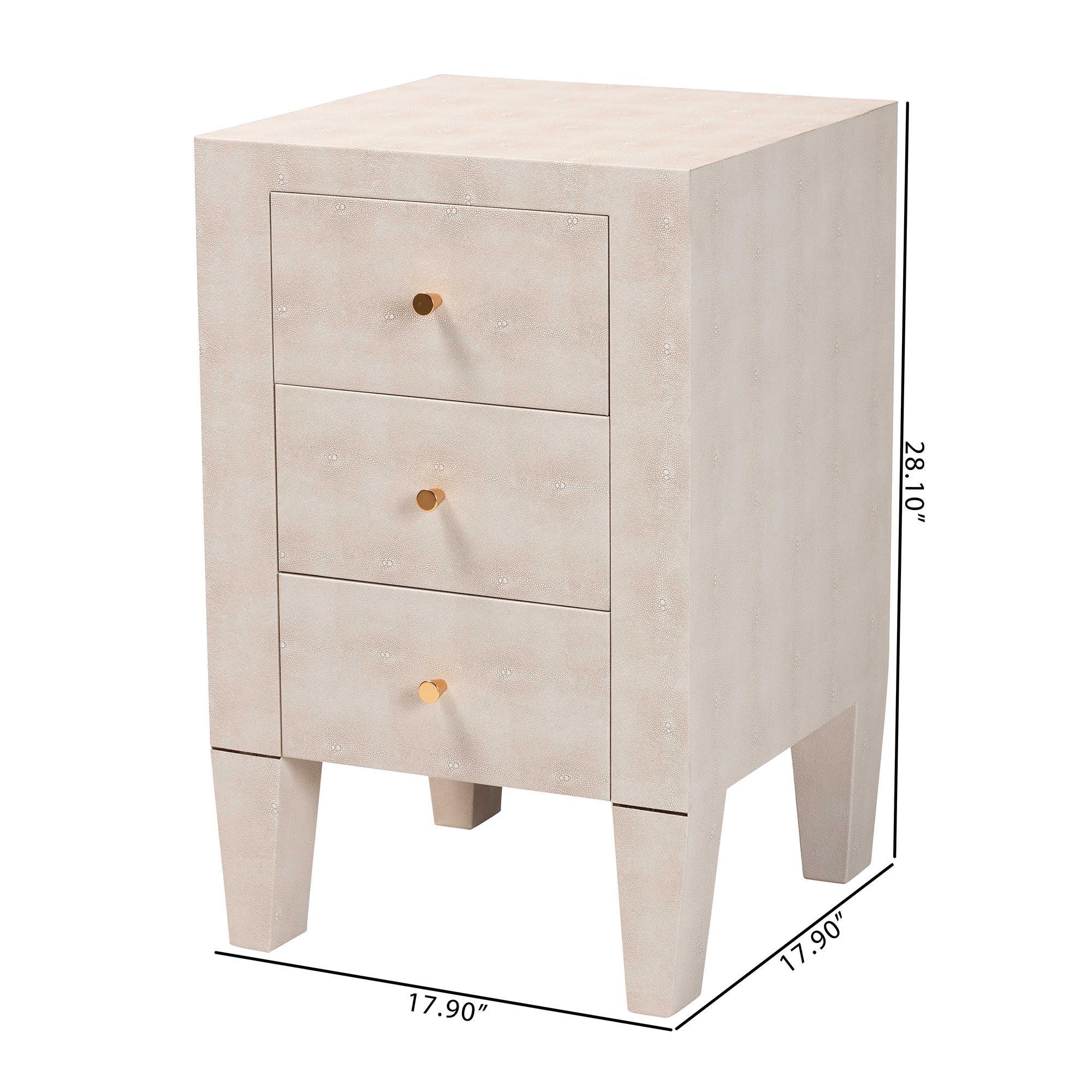 Leyna Modern Faux Shagreen 3-Drawer End Table