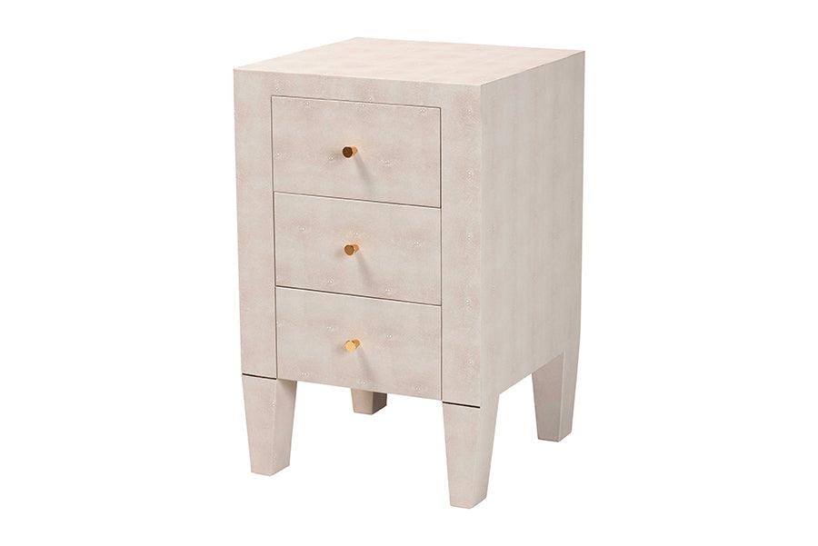 Leyna Modern Faux Shagreen 3-Drawer End Table