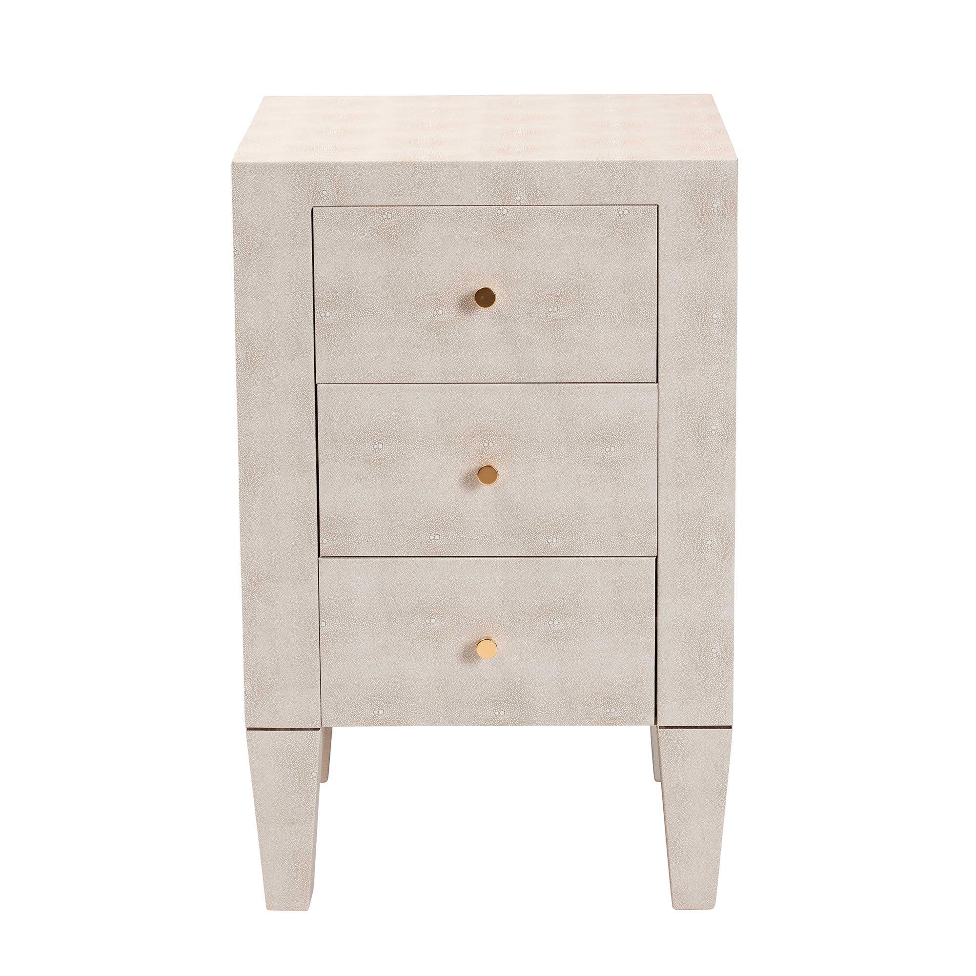 Leyna Modern Faux Shagreen 3-Drawer End Table