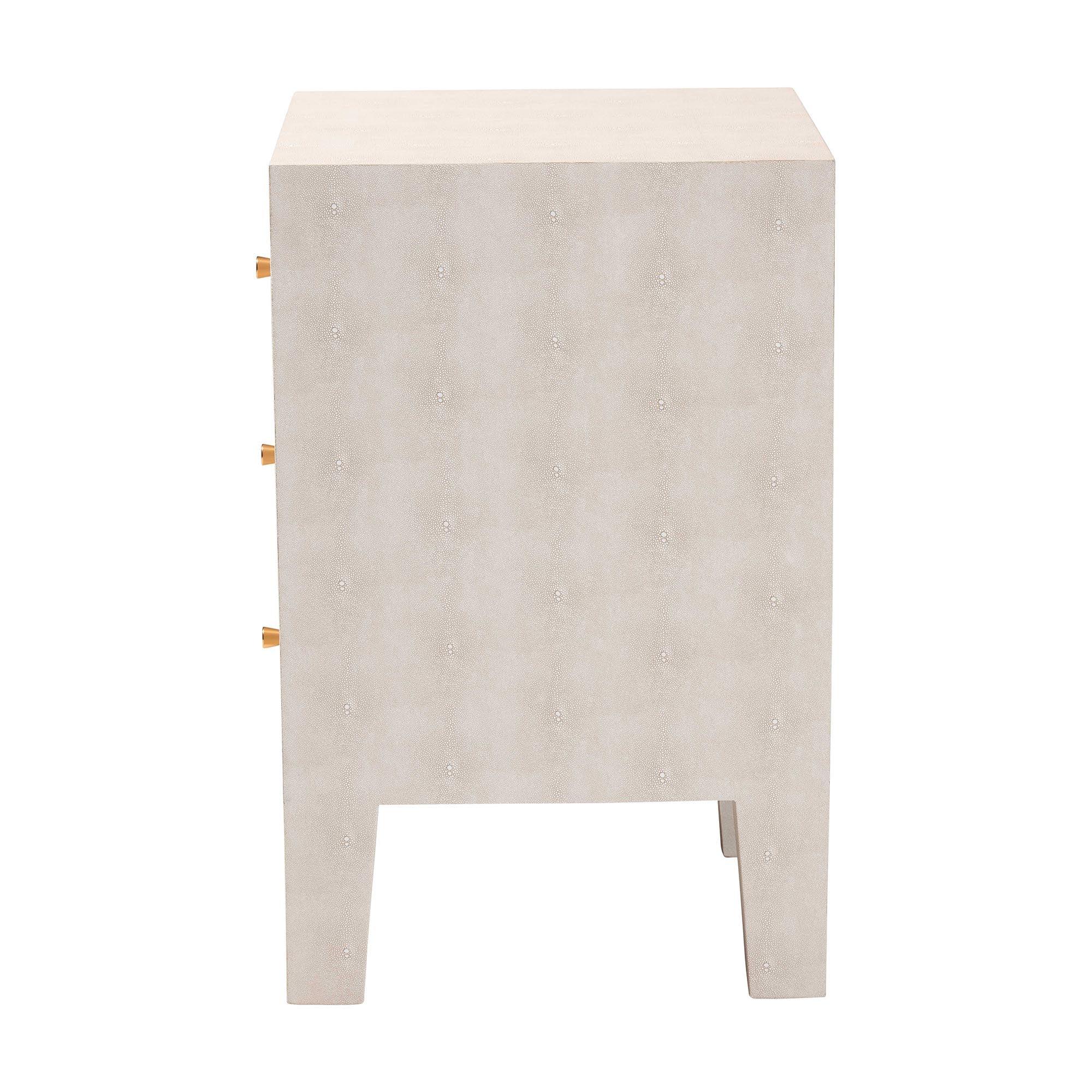 Leyna Modern Faux Shagreen 3-Drawer End Table