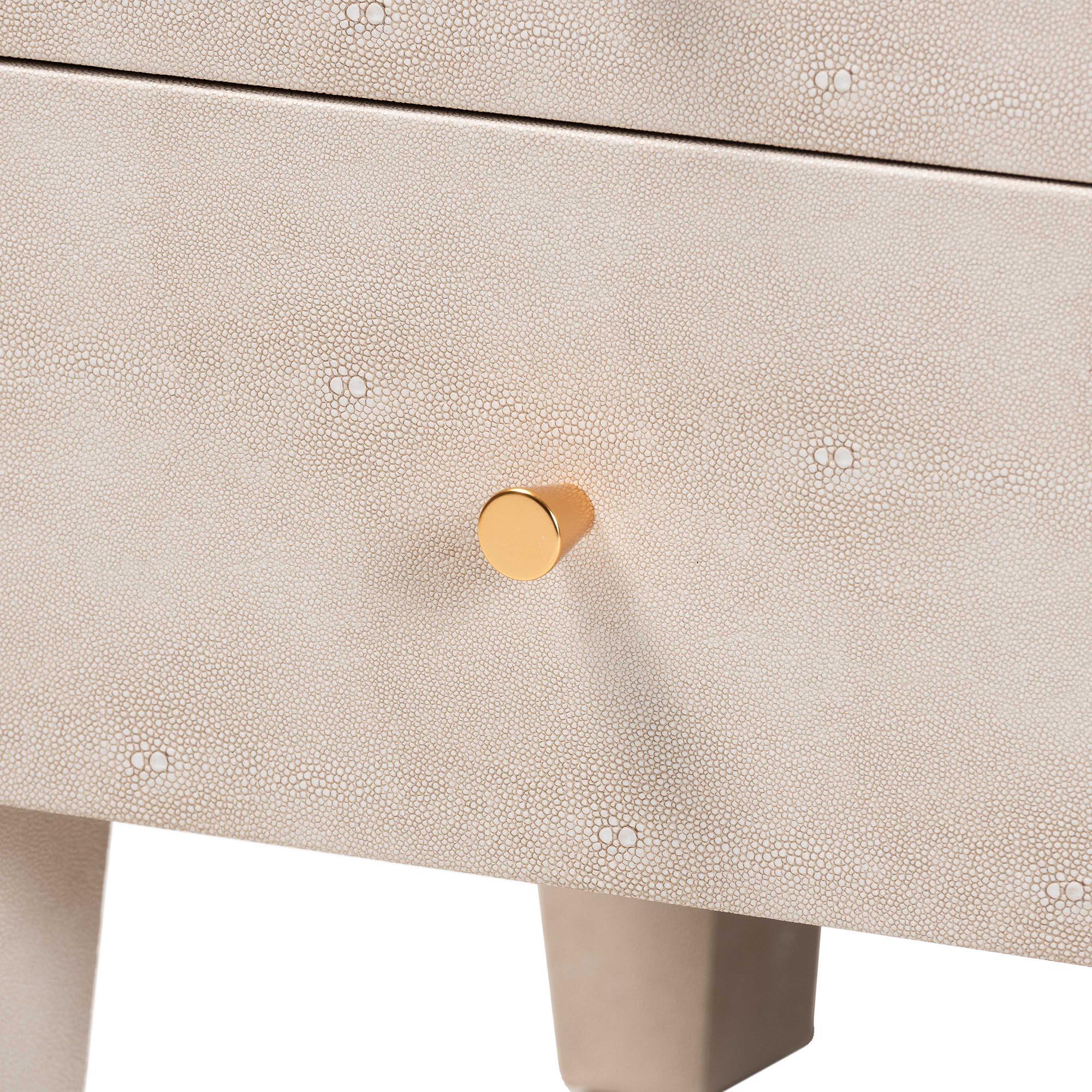 Leyna Modern Faux Shagreen 3-Drawer End Table