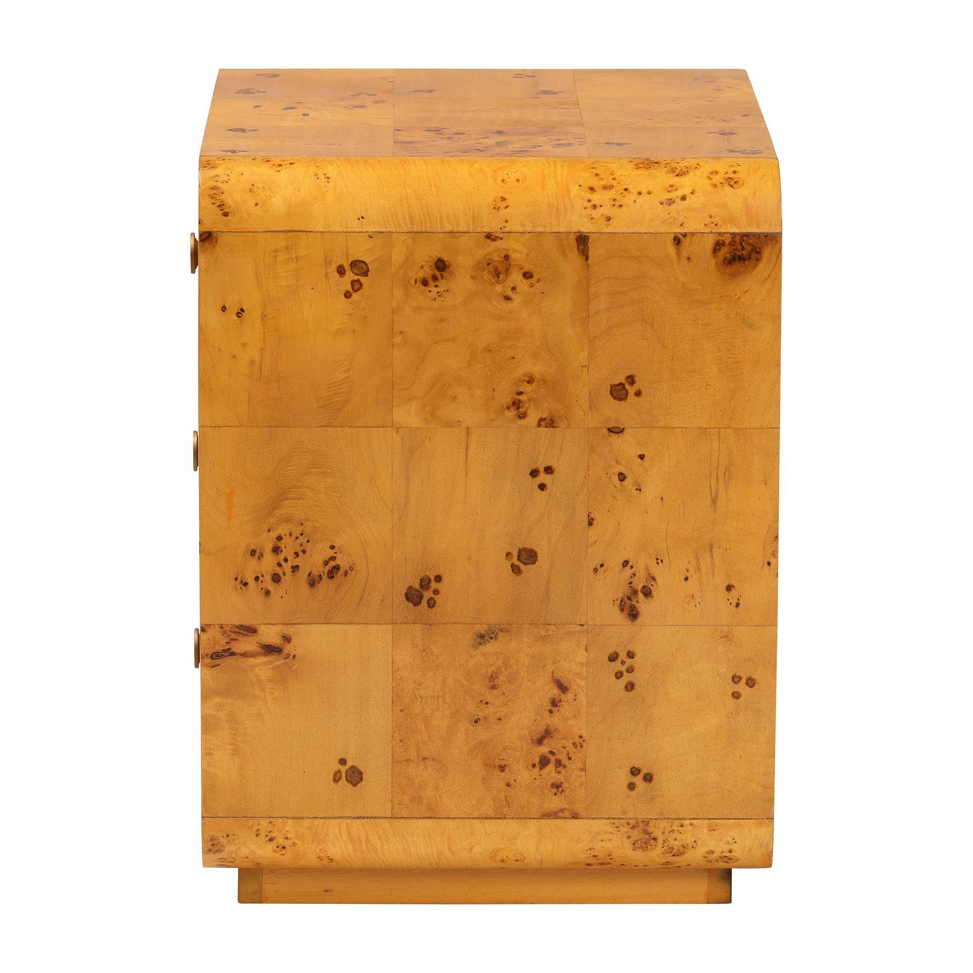 bali & pari Netra Modern and Contemporary Real Burl Wood 3-Drawer Nightstand