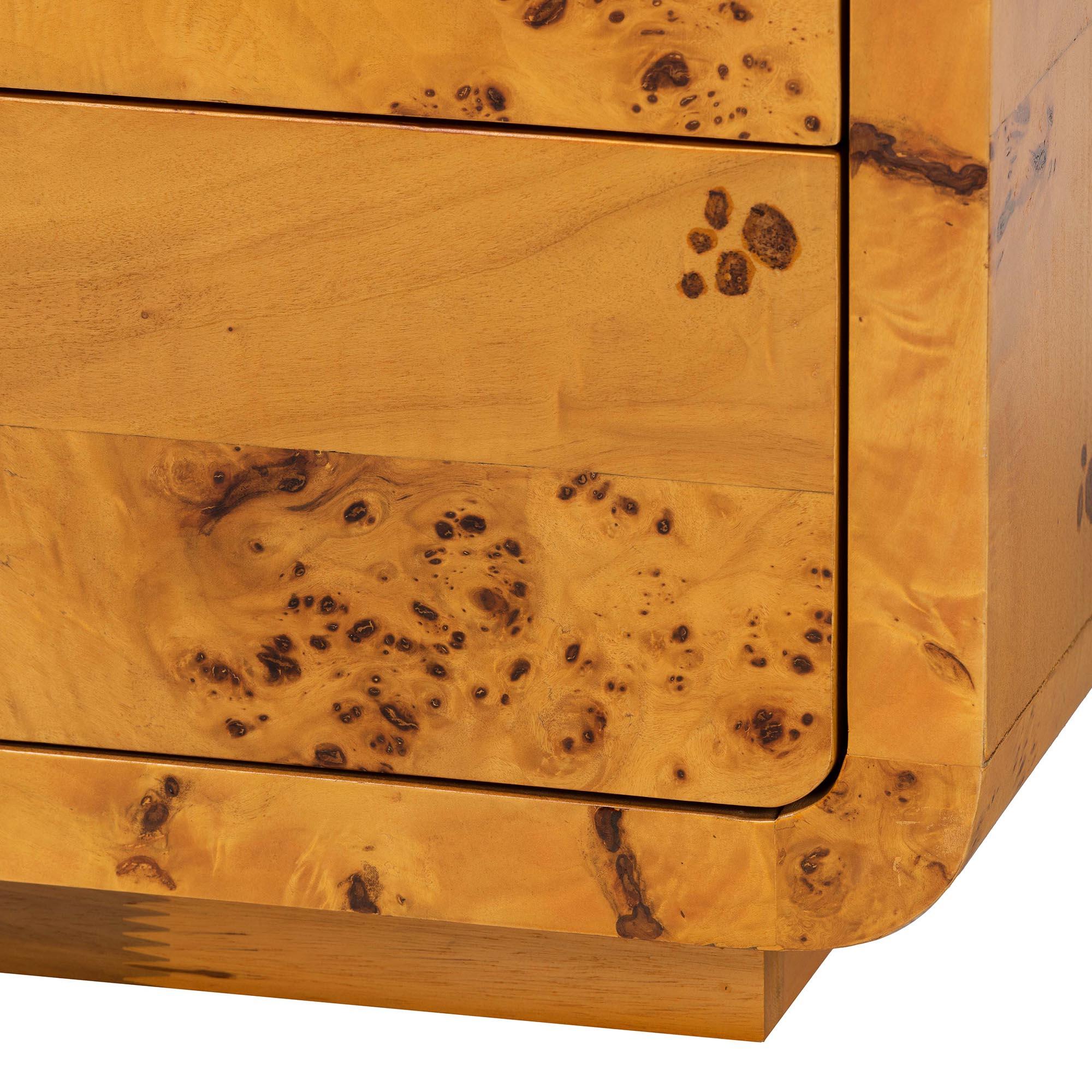 bali & pari Netra Modern and Contemporary Real Burl Wood 3-Drawer Nightstand