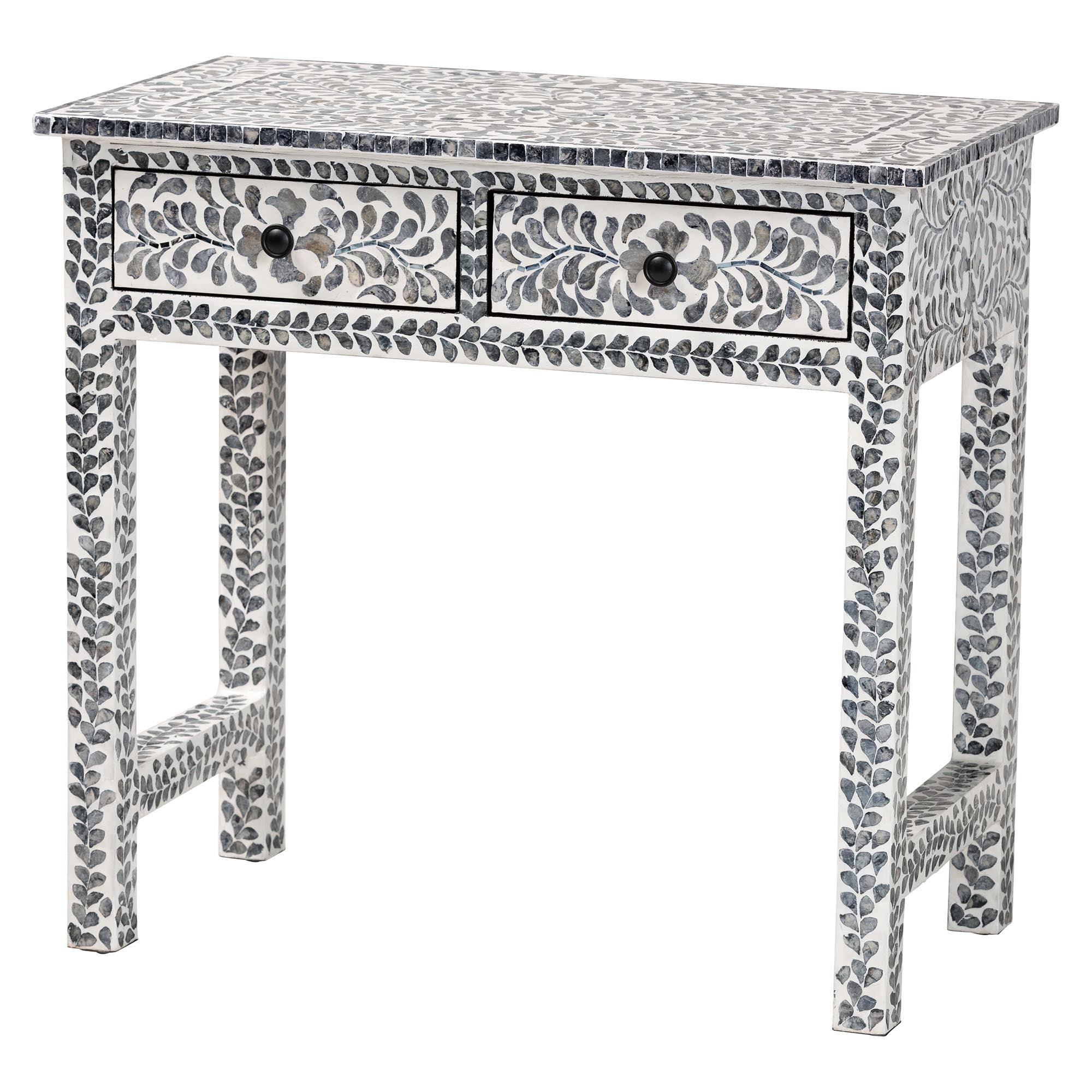 bali & pari Diata Coastal and Mother of Pearl Capiz Shell 2-Drawer Console Table