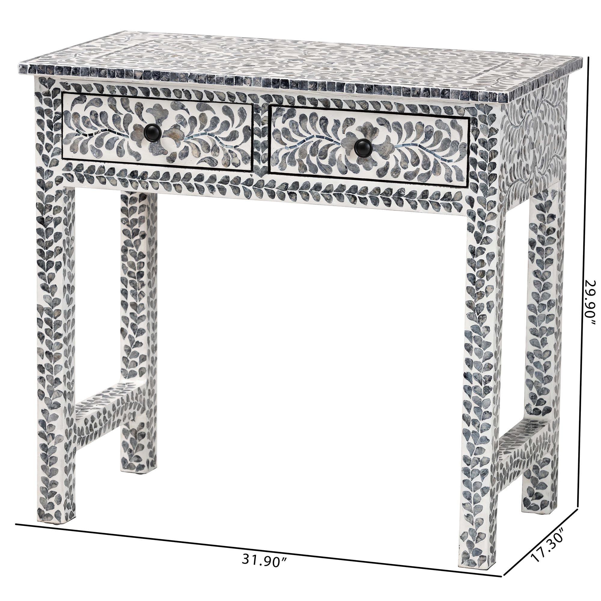 bali & pari Diata Coastal and Mother of Pearl Capiz Shell 2-Drawer Console Table