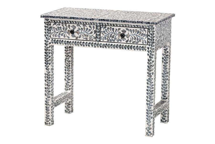 bali & pari Diata Coastal and Mother of Pearl Capiz Shell 2-Drawer Console Table