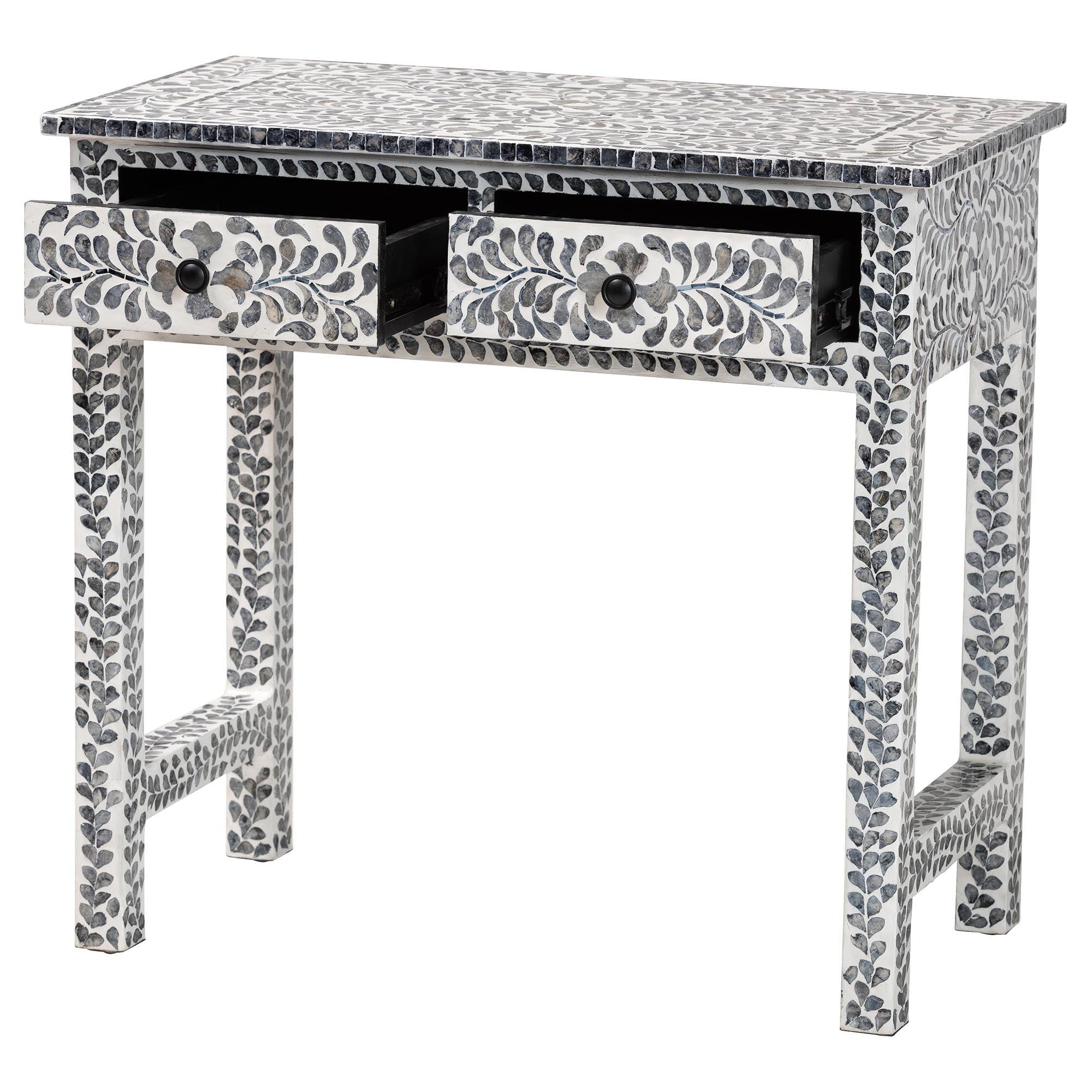 bali & pari Diata Coastal and Mother of Pearl Capiz Shell 2-Drawer Console Table