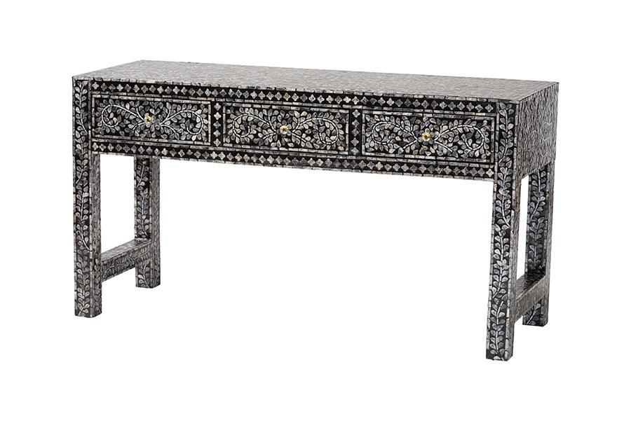 bali & pari Elara Coastal and Mother of Pearl Capiz Shell 3-Drawer Console Table