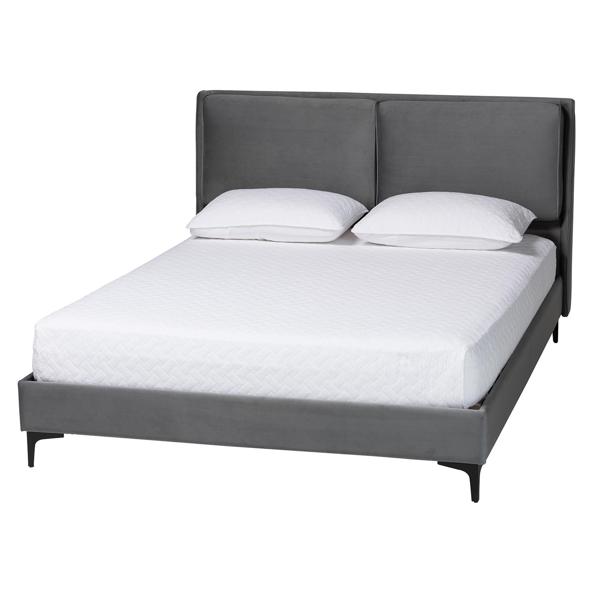 Etienne Modern Slate Velvet Platform Bed