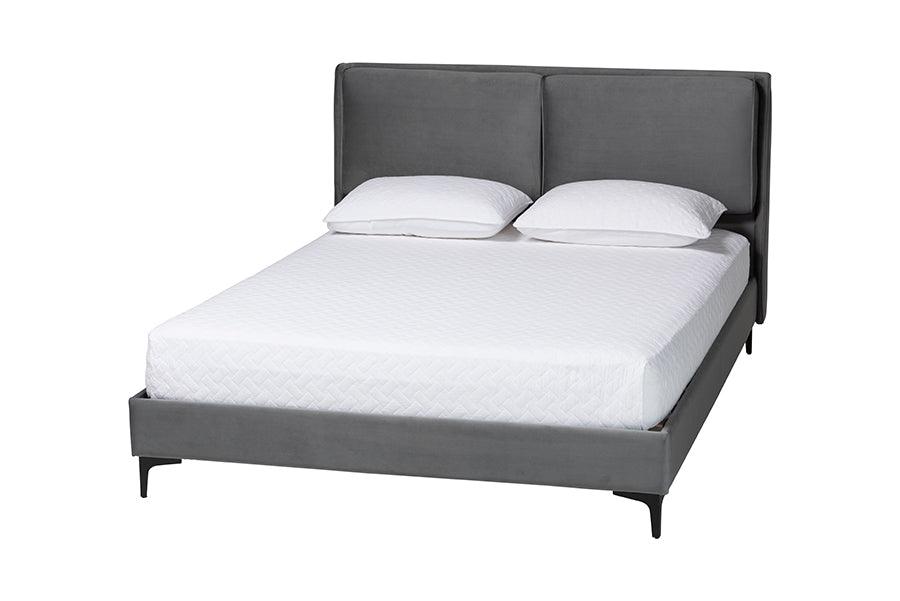 Etienne Modern Slate Velvet Platform Bed