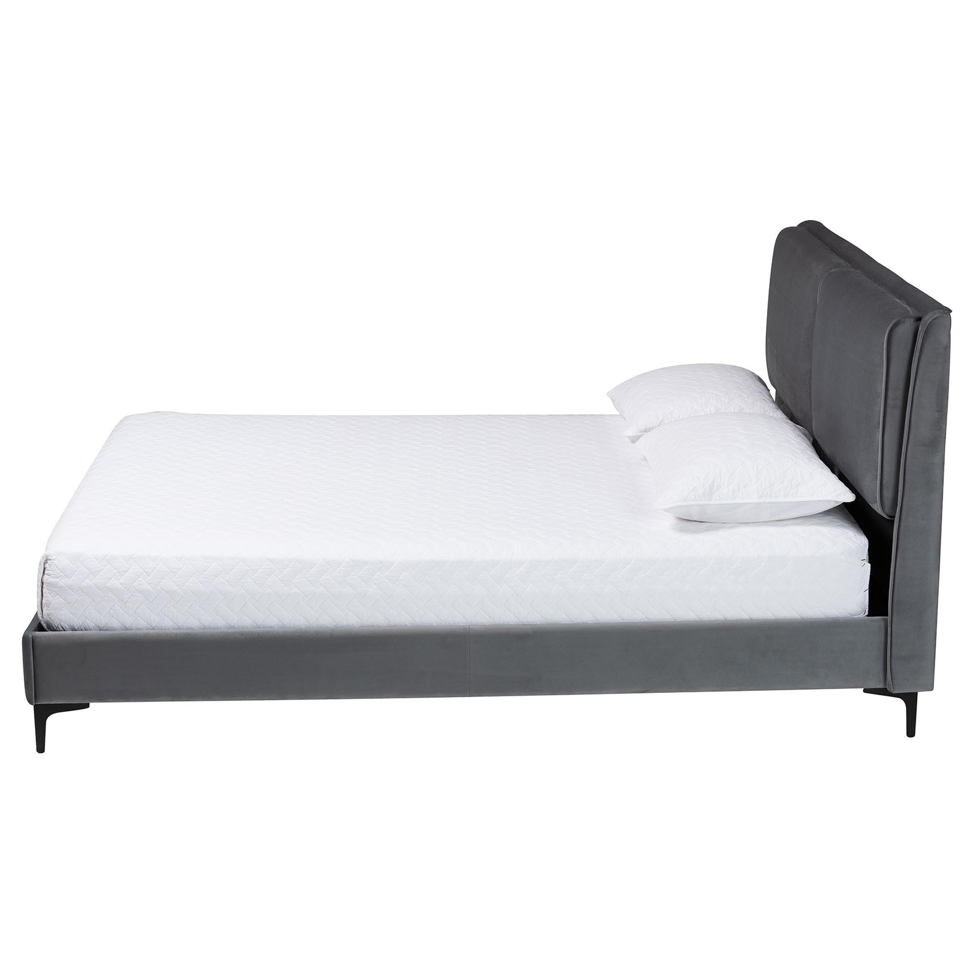 Etienne Modern Slate Velvet Platform Bed