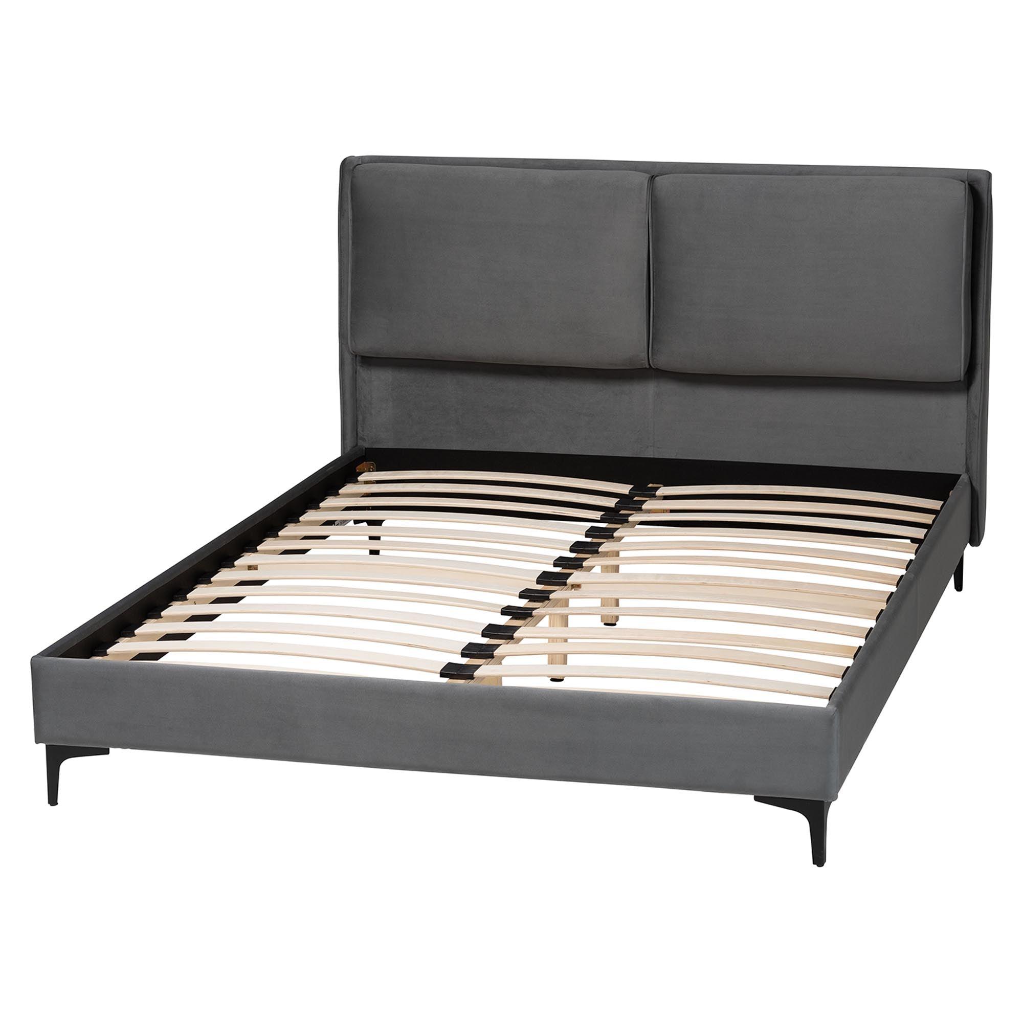 Etienne Modern Slate Velvet Platform Bed