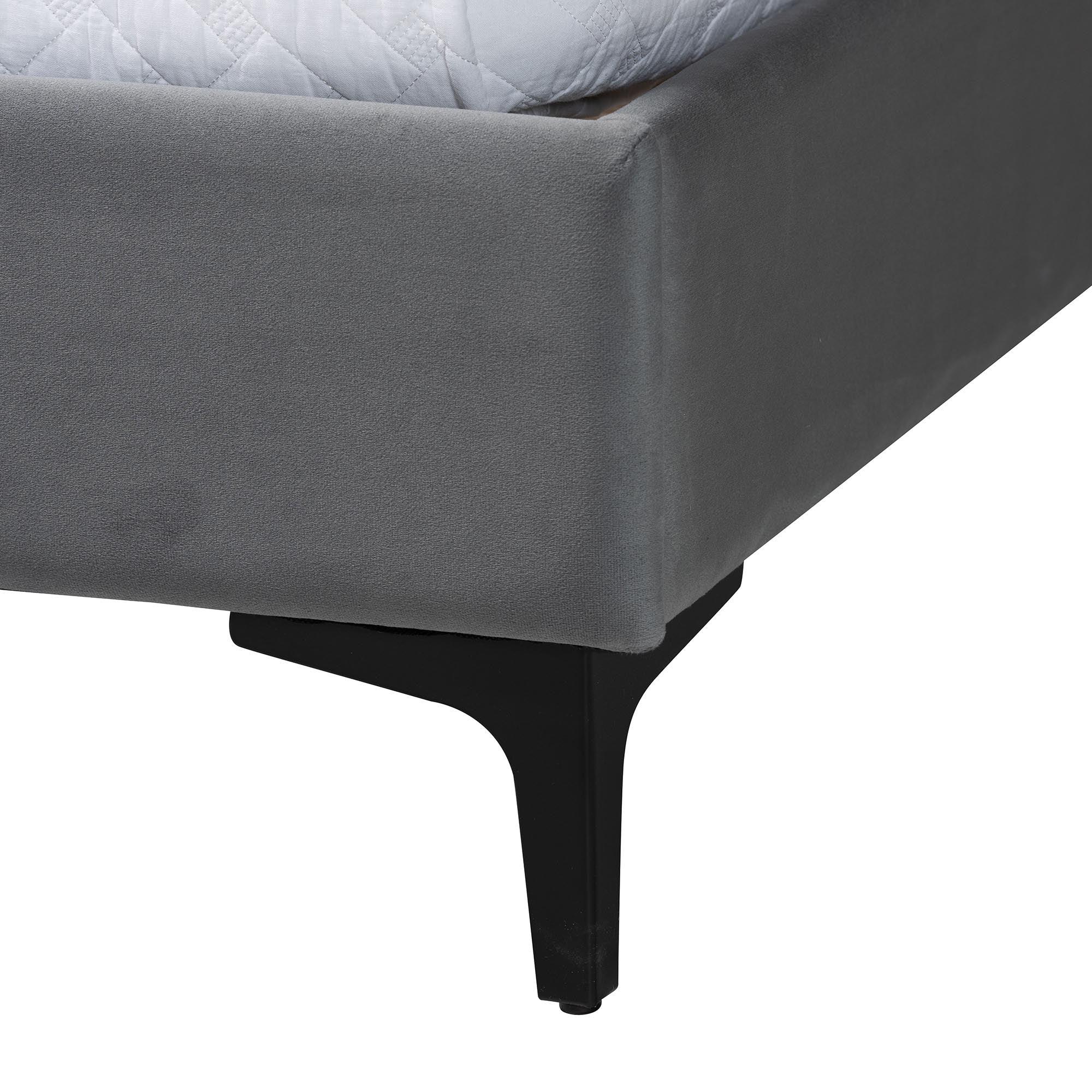 Etienne Modern Slate Velvet Platform Bed