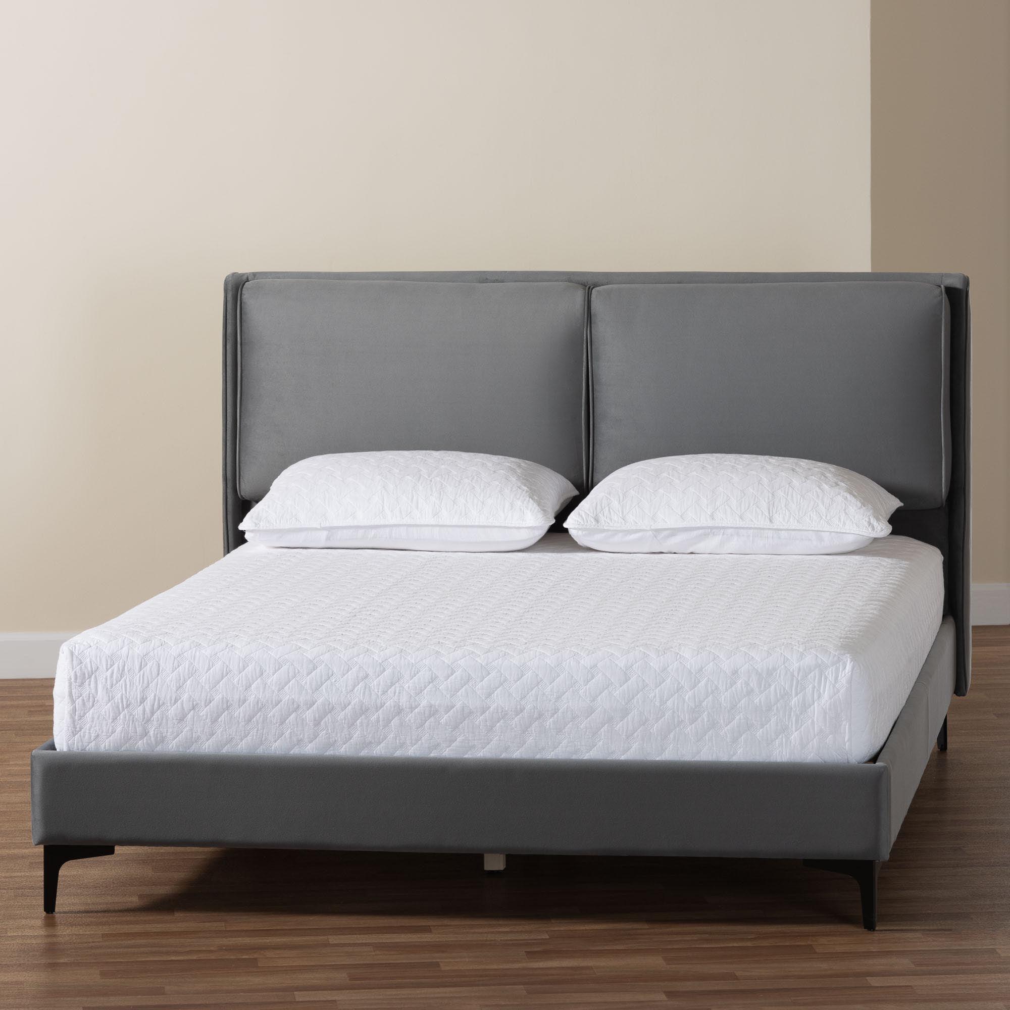 Etienne Modern Slate Velvet Platform Bed