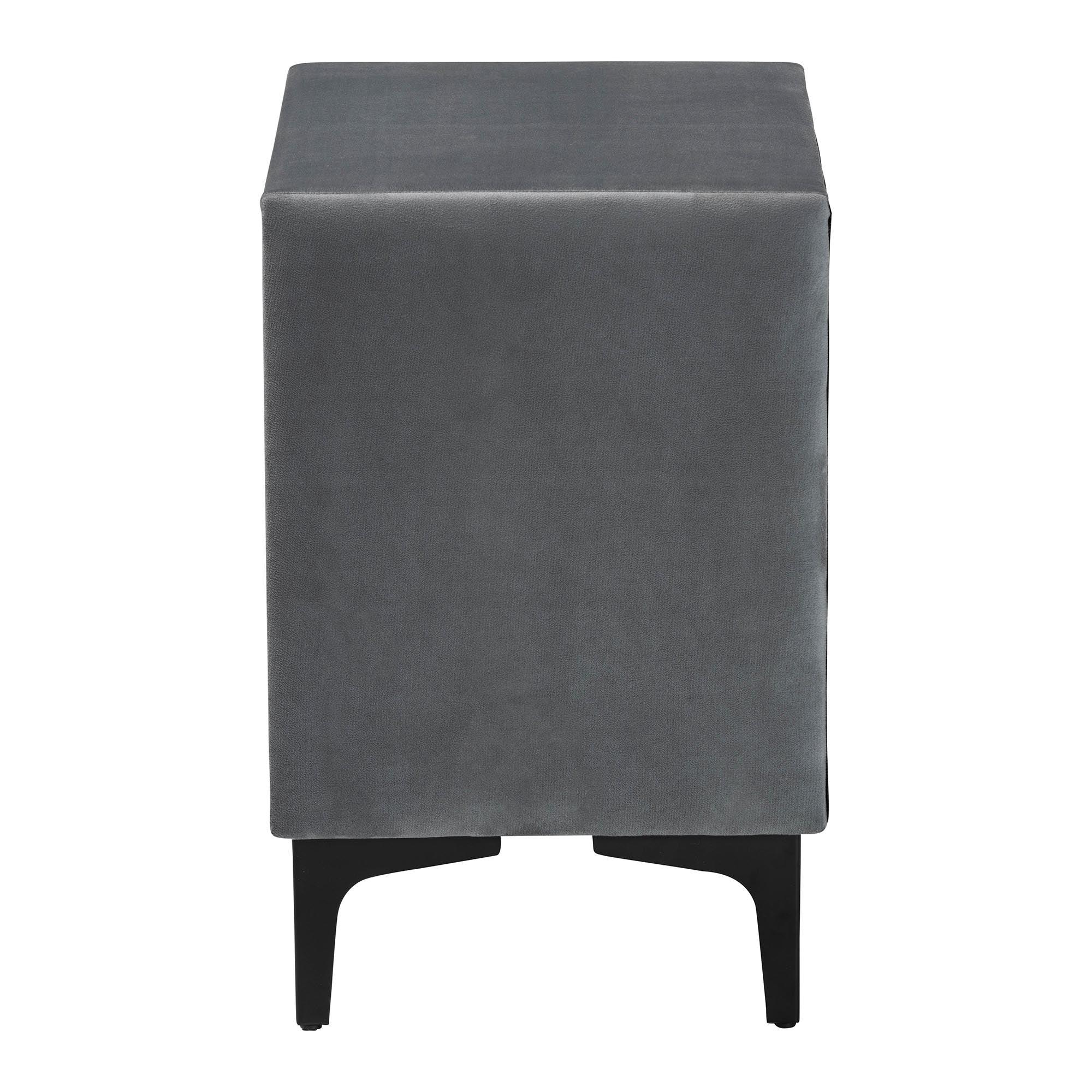 Etienne Modern Slate Velvet 2-Drawer Nightstand