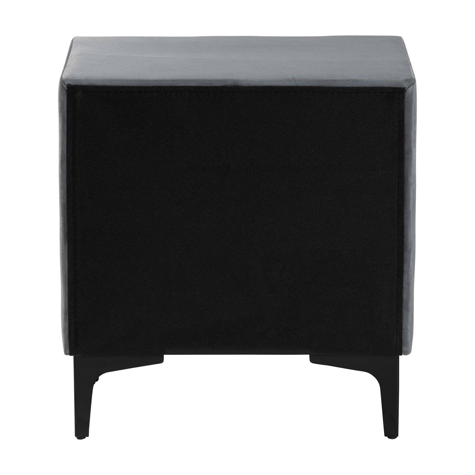 Etienne Modern Slate Velvet 2-Drawer Nightstand