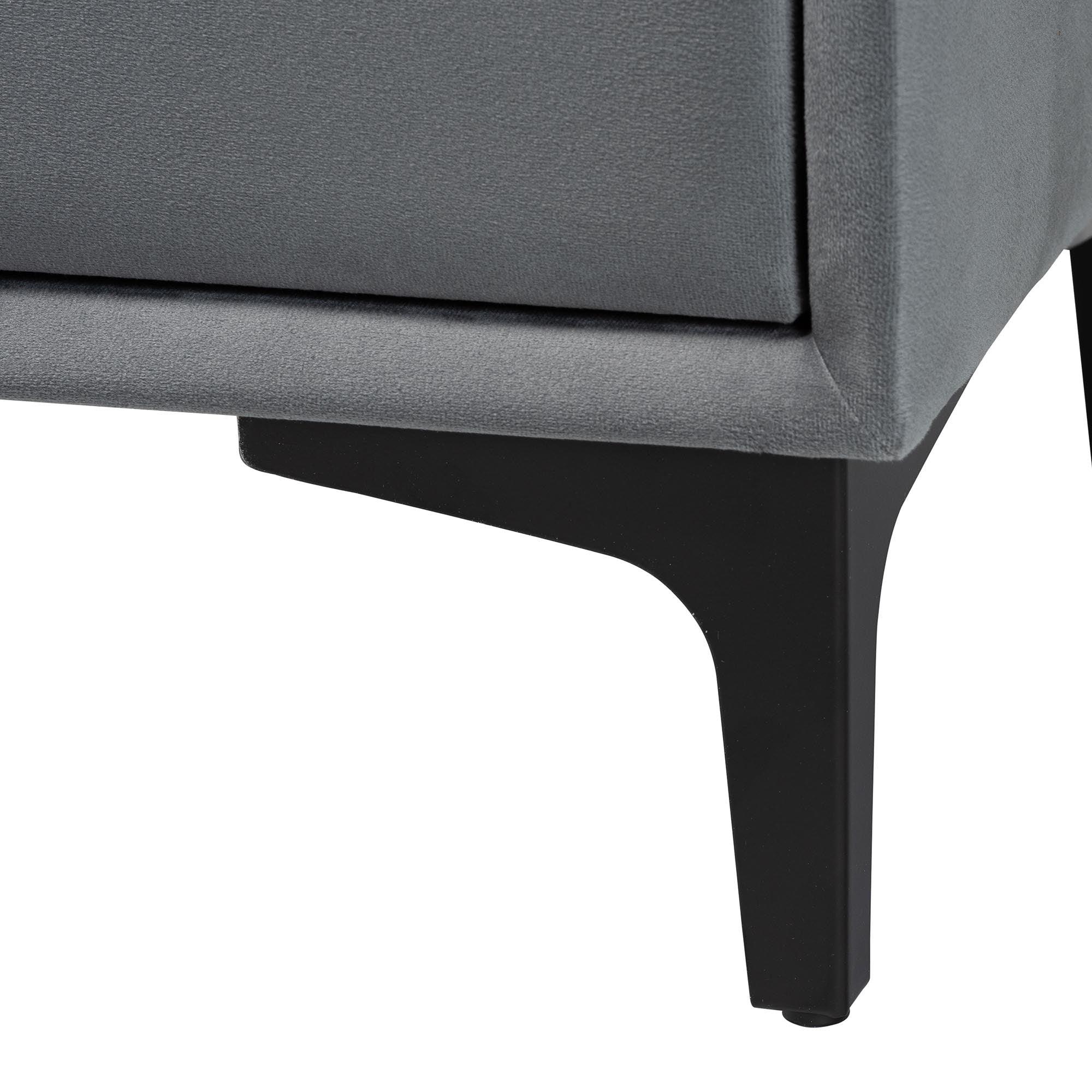 Etienne Modern Slate Velvet 2-Drawer Nightstand