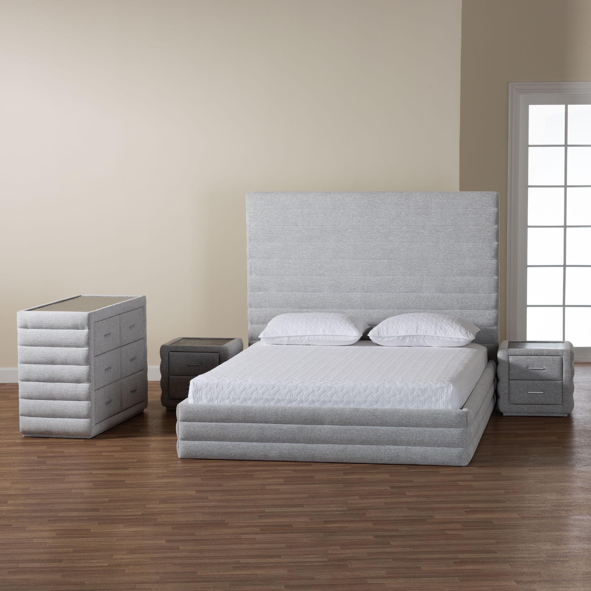 Cadmus Modern Light Channel-Tufted Fabric 4-Piece Bedroom Set