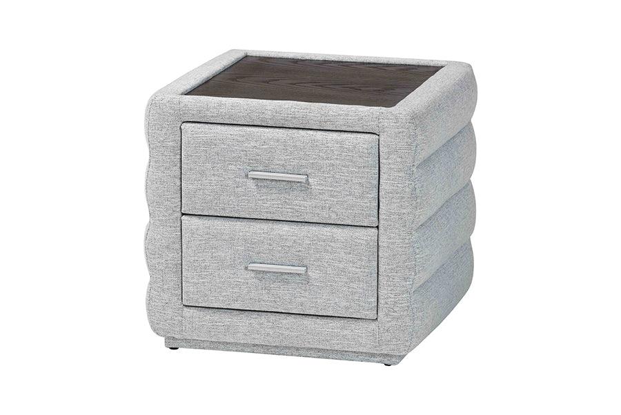 Cadmus Modern Light Channel-Tufted Fabric 2-Drawer Nightstand