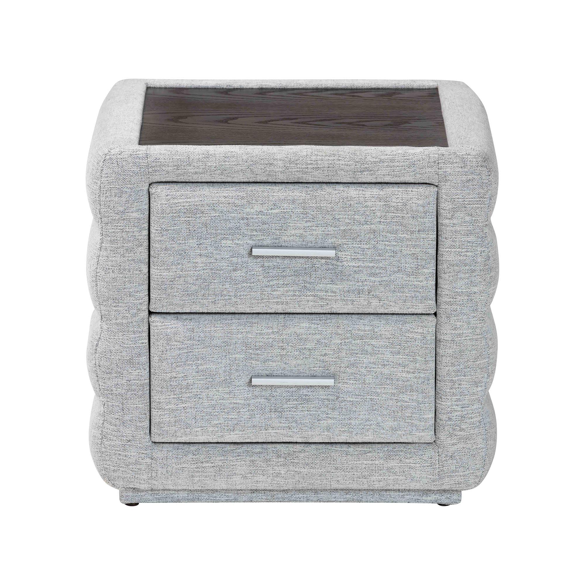 Cadmus Modern Light Channel-Tufted Fabric 2-Drawer Nightstand