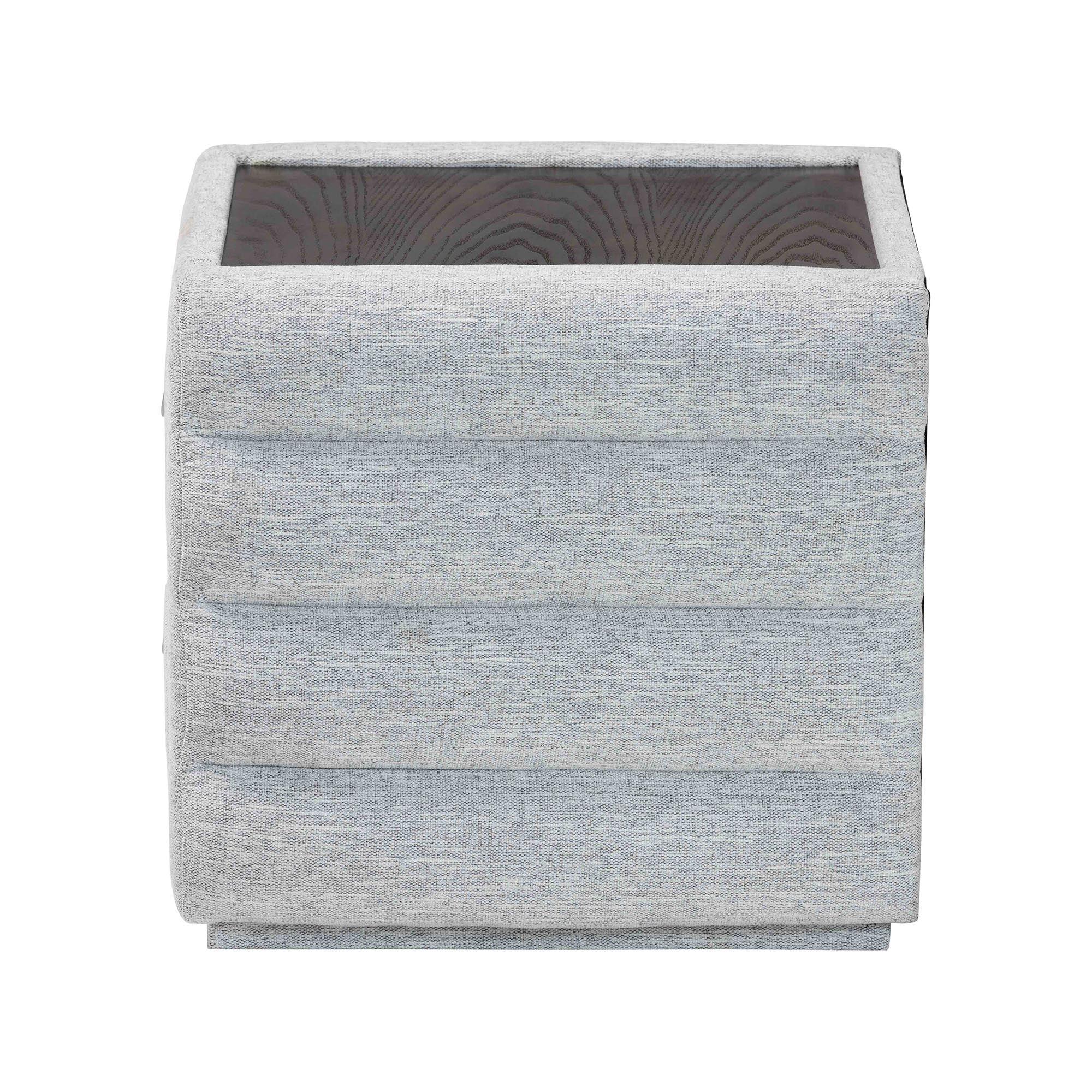 Cadmus Modern Light Channel-Tufted Fabric 2-Drawer Nightstand