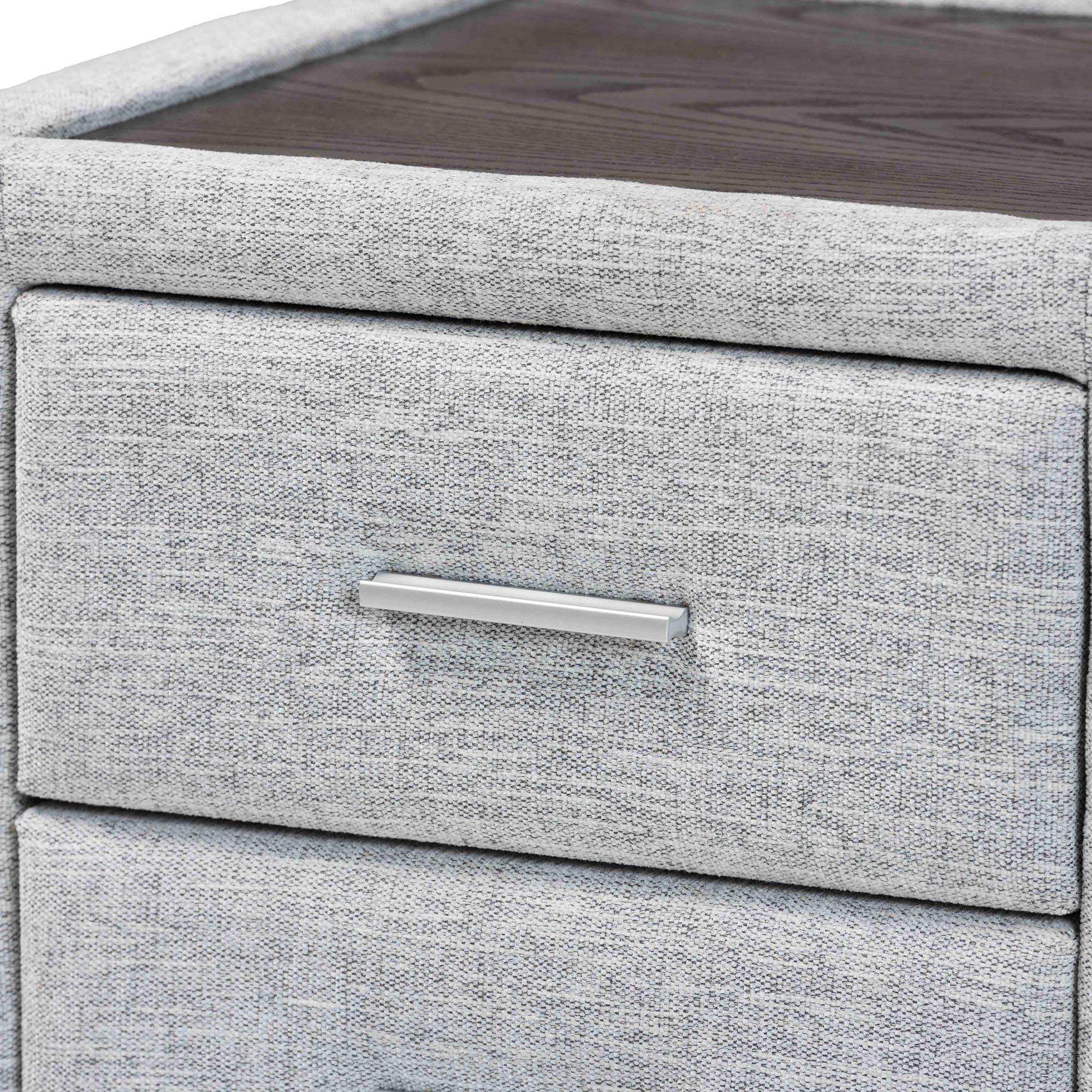 Cadmus Modern Light Channel-Tufted Fabric 2-Drawer Nightstand