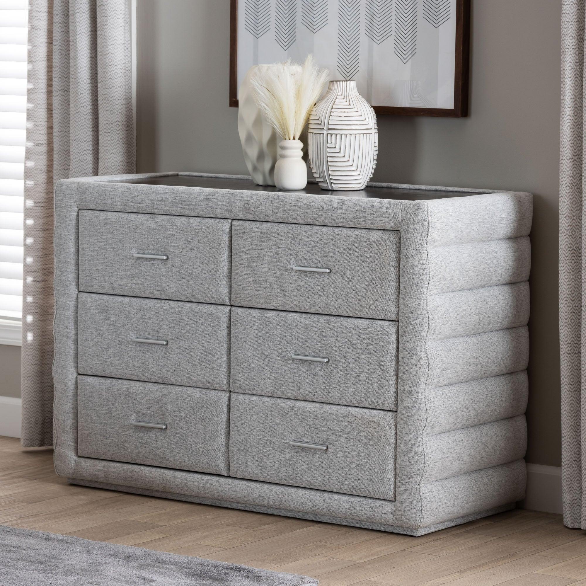 Cadmus Modern Light Channel-Tufted Fabric 4-Drawer Dresser