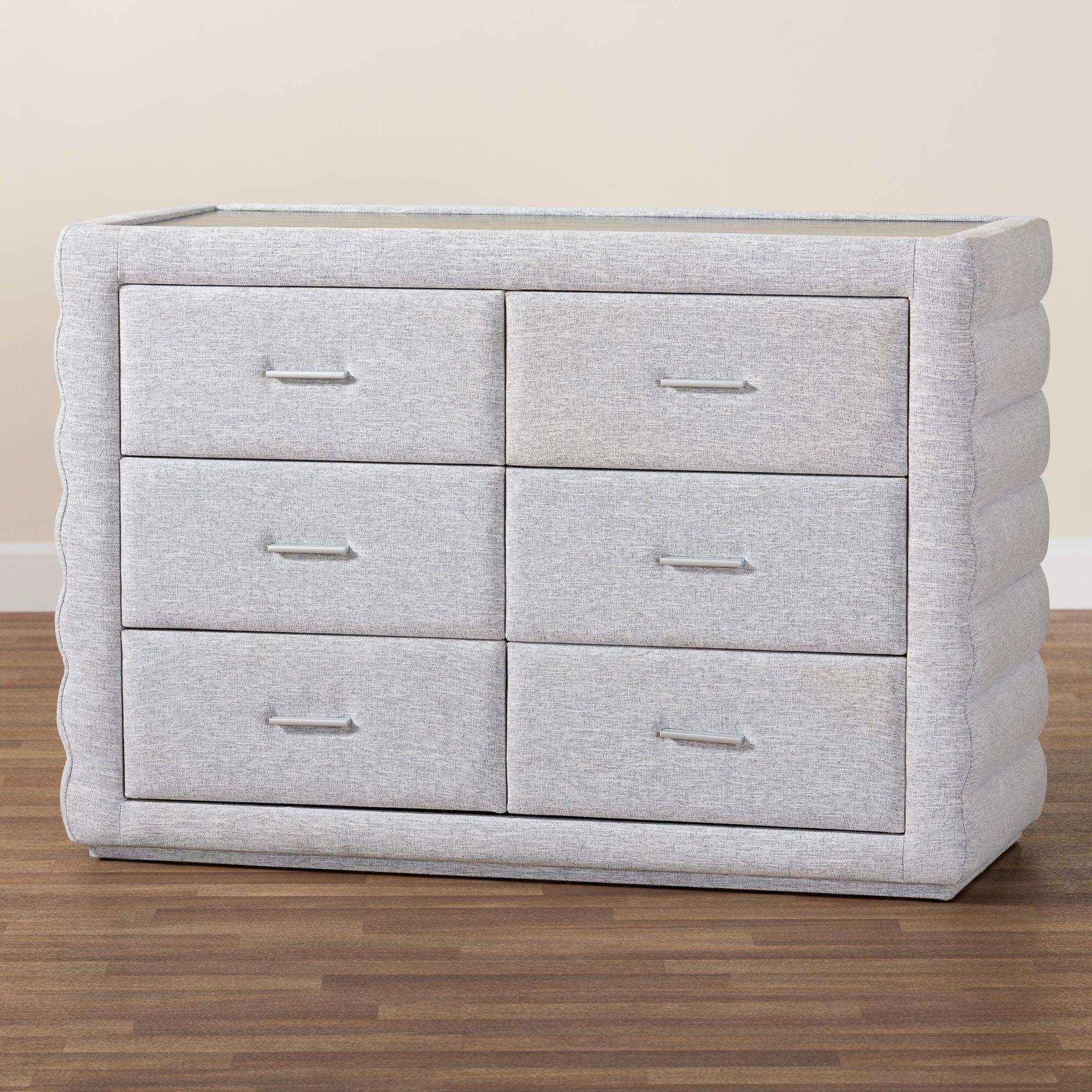 Cadmus Modern Light Channel-Tufted Fabric 4-Drawer Dresser