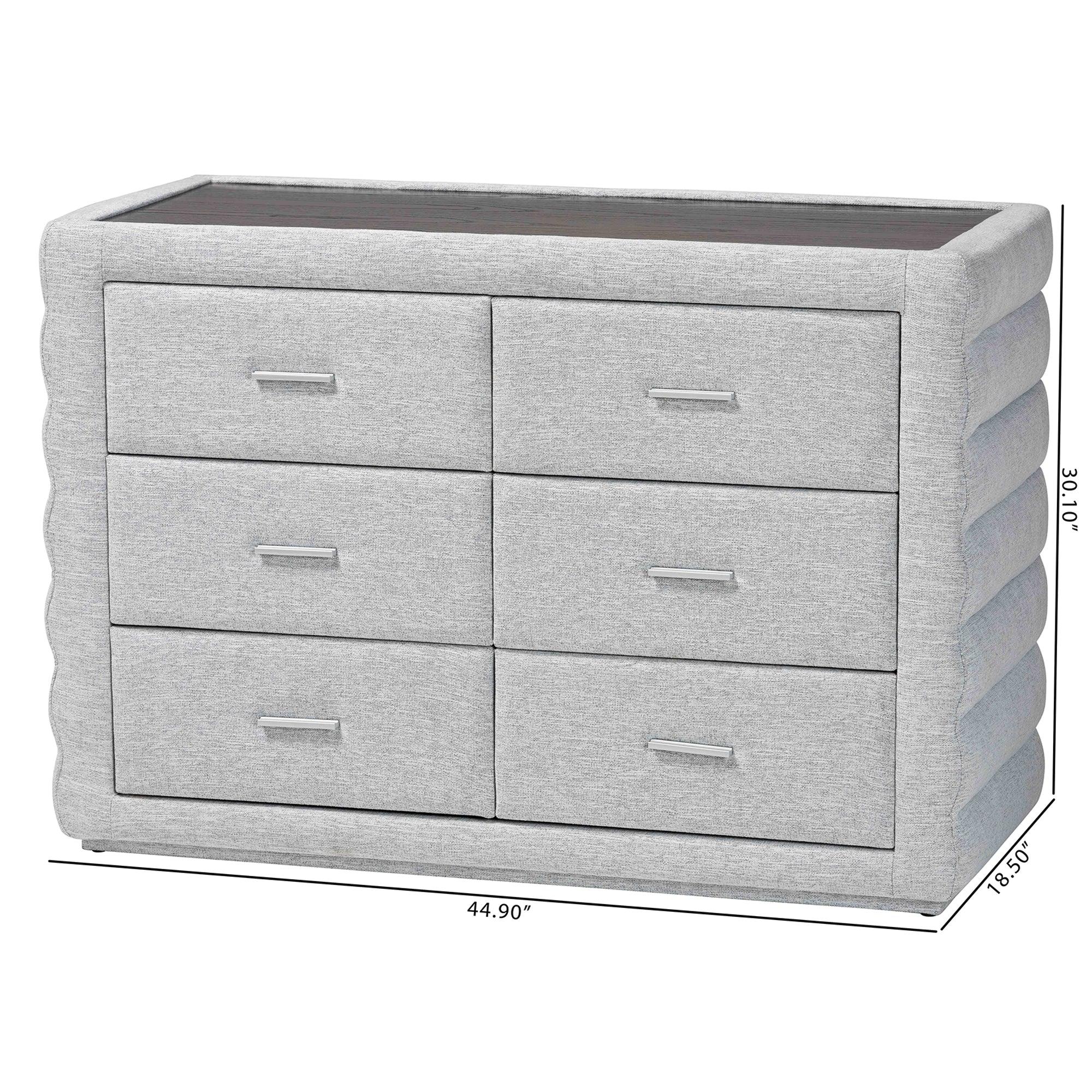 Cadmus Modern Light Channel-Tufted Fabric 4-Drawer Dresser