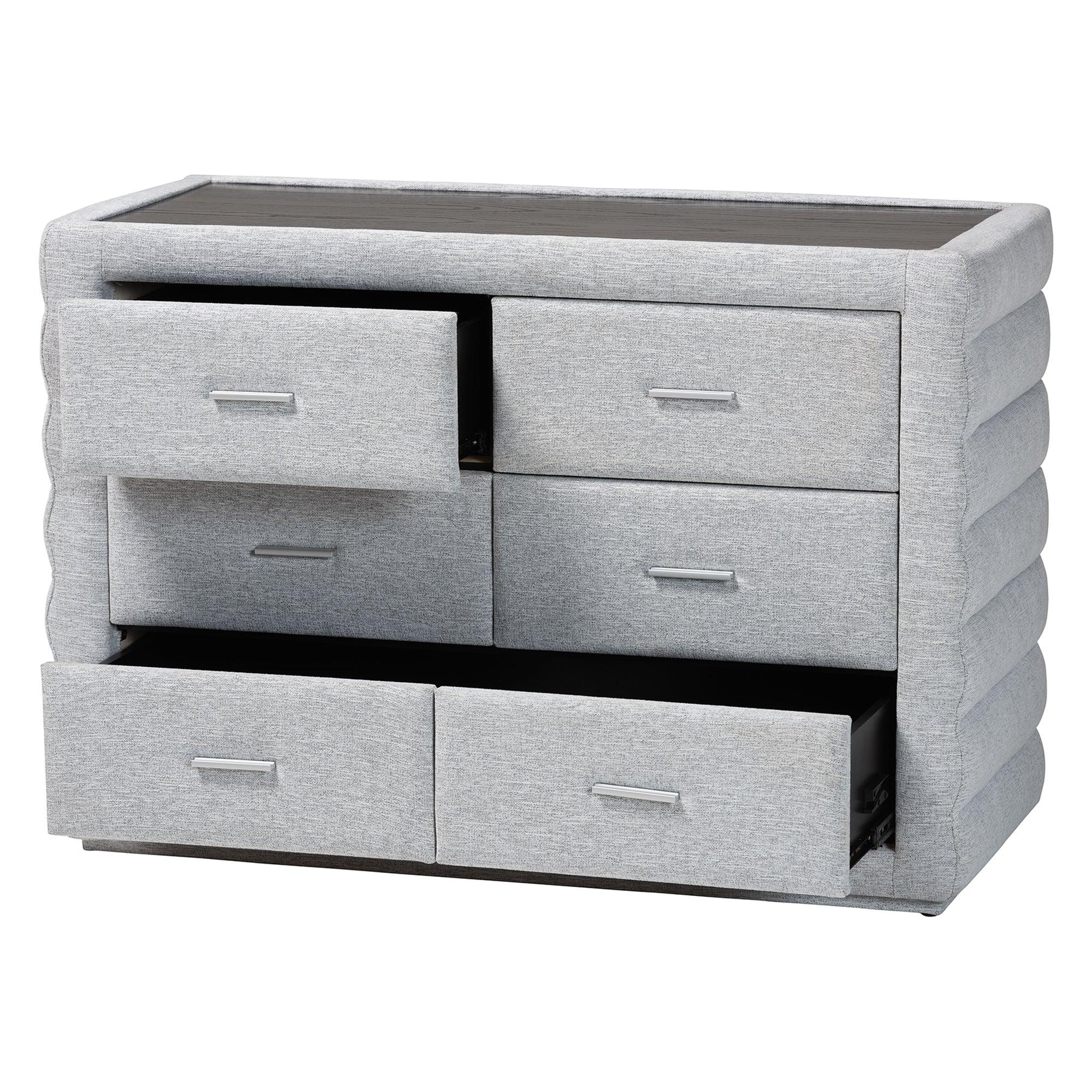 Cadmus Modern Light Channel-Tufted Fabric 4-Drawer Dresser