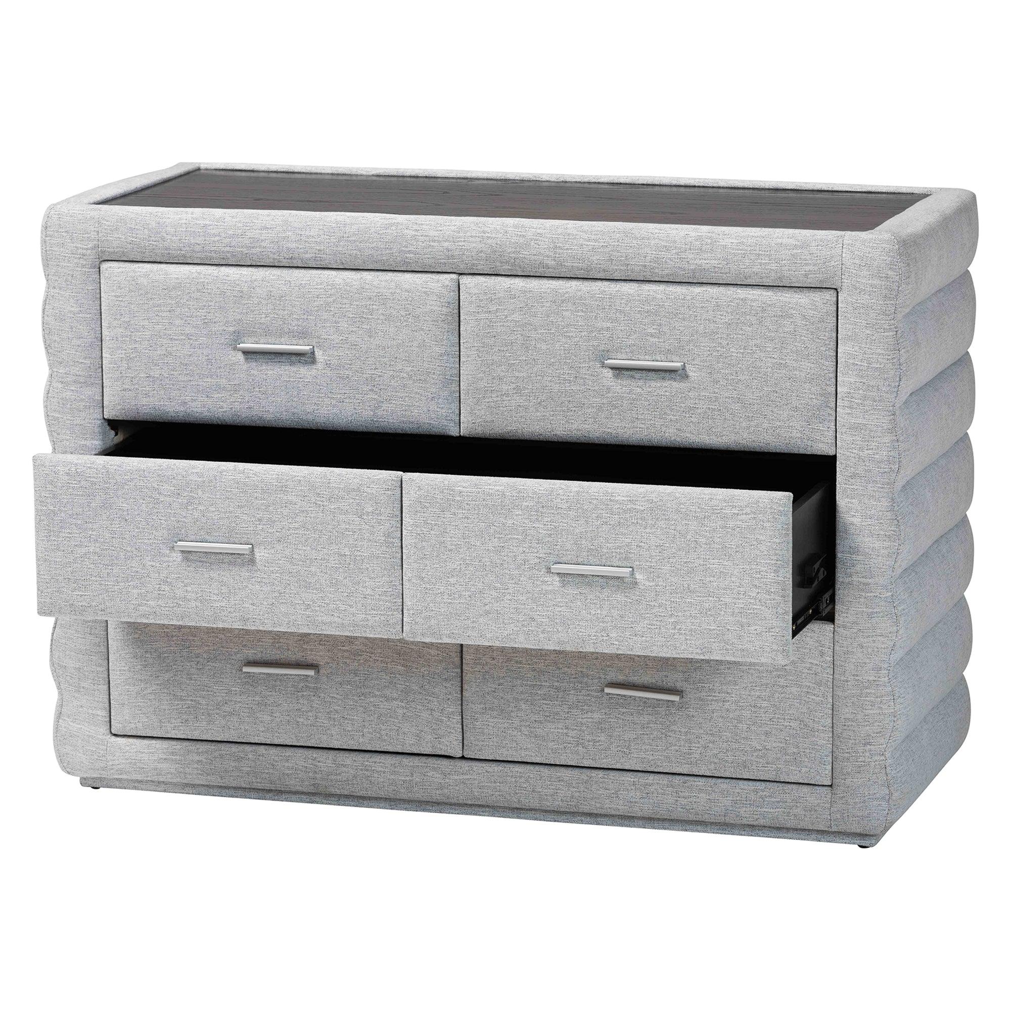 Cadmus Modern Light Channel-Tufted Fabric 4-Drawer Dresser