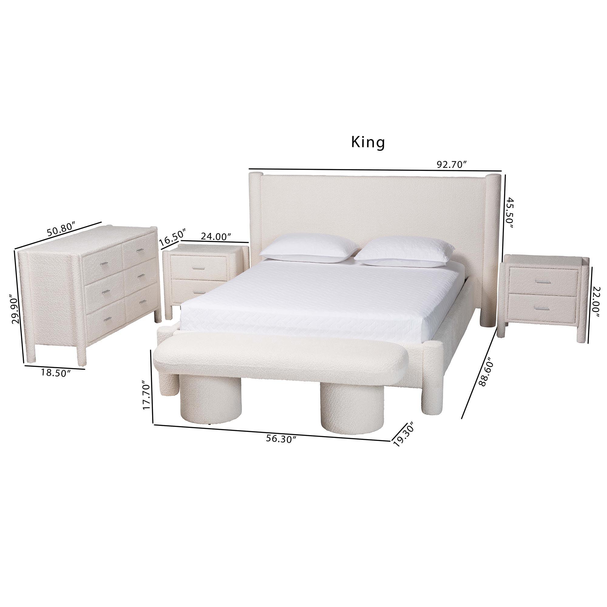 Laria Modern Teddy-Bear Fabric 5-Piece Bedroom Set