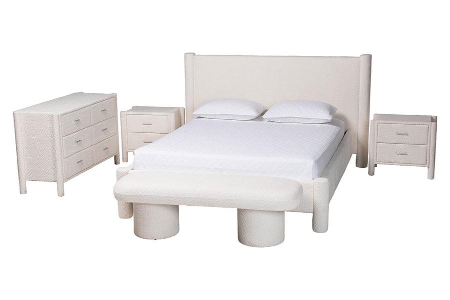 Laria Modern Teddy-Bear Fabric 5-Piece Bedroom Set