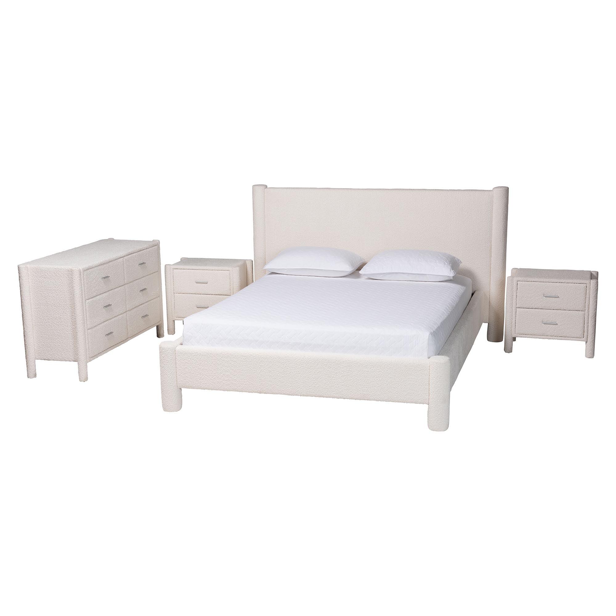 Laria Modern Teddy-Bear Fabric 4-Piece Bedroom Set