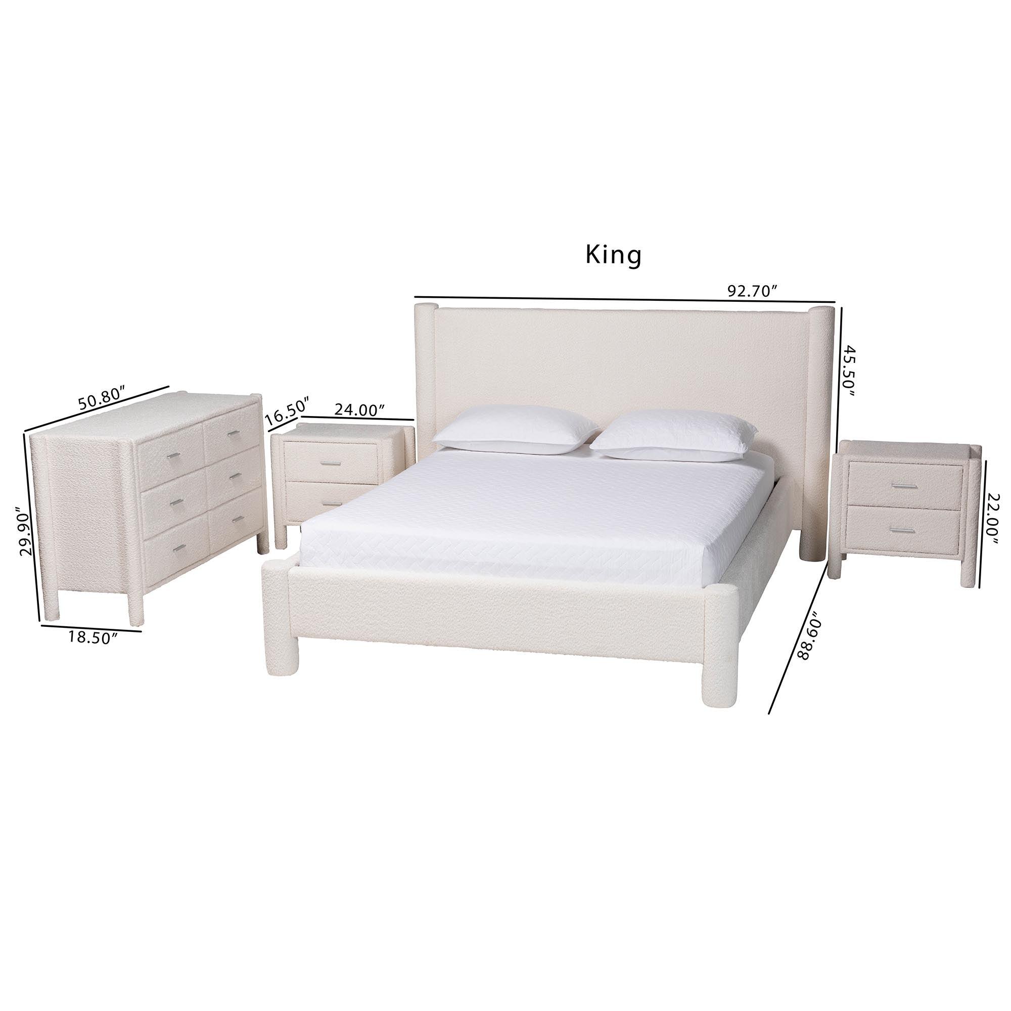 Laria Modern Teddy-Bear Fabric 4-Piece Bedroom Set