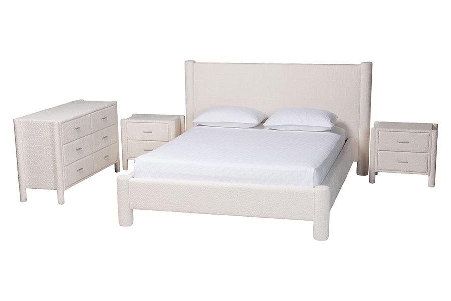 Laria Modern Teddy-Bear Fabric 4-Piece Bedroom Set