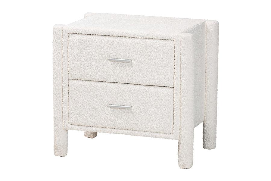 Laria Modern Teddy-Bear Fabric 2-Drawer Nightstand