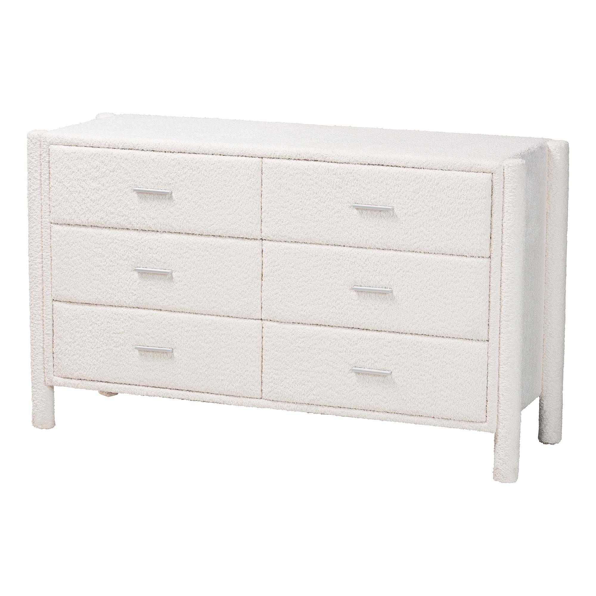 Laria Modern Teddy-Bear Fabric 6-Drawer Dresser