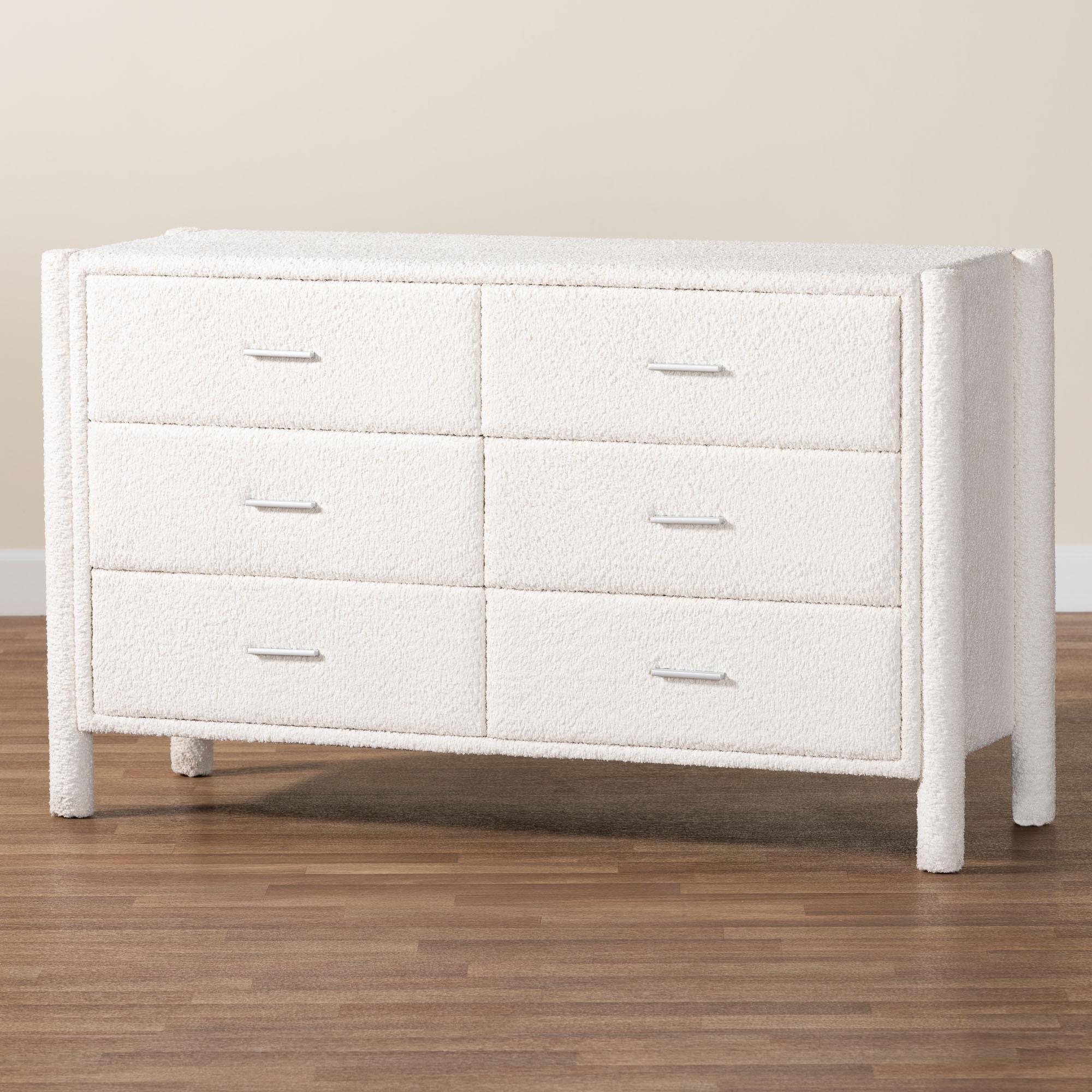 Laria Modern Teddy-Bear Fabric 6-Drawer Dresser