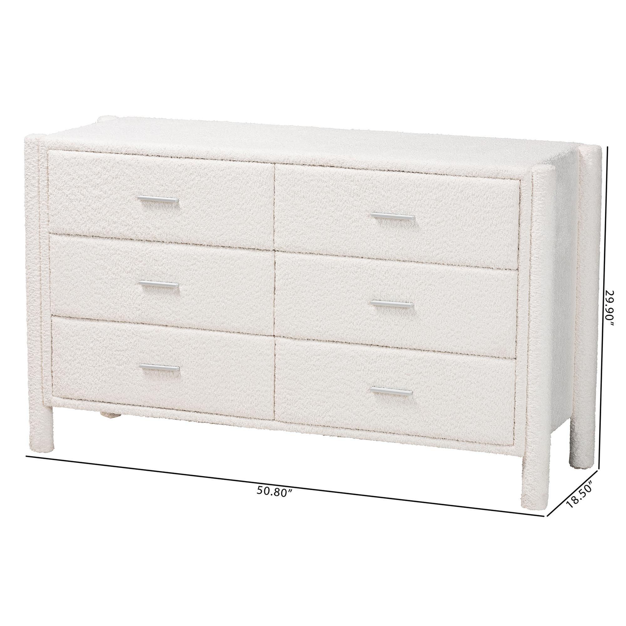 Laria Modern Teddy-Bear Fabric 6-Drawer Dresser