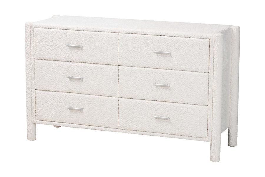 Laria Modern Teddy-Bear Fabric 6-Drawer Dresser